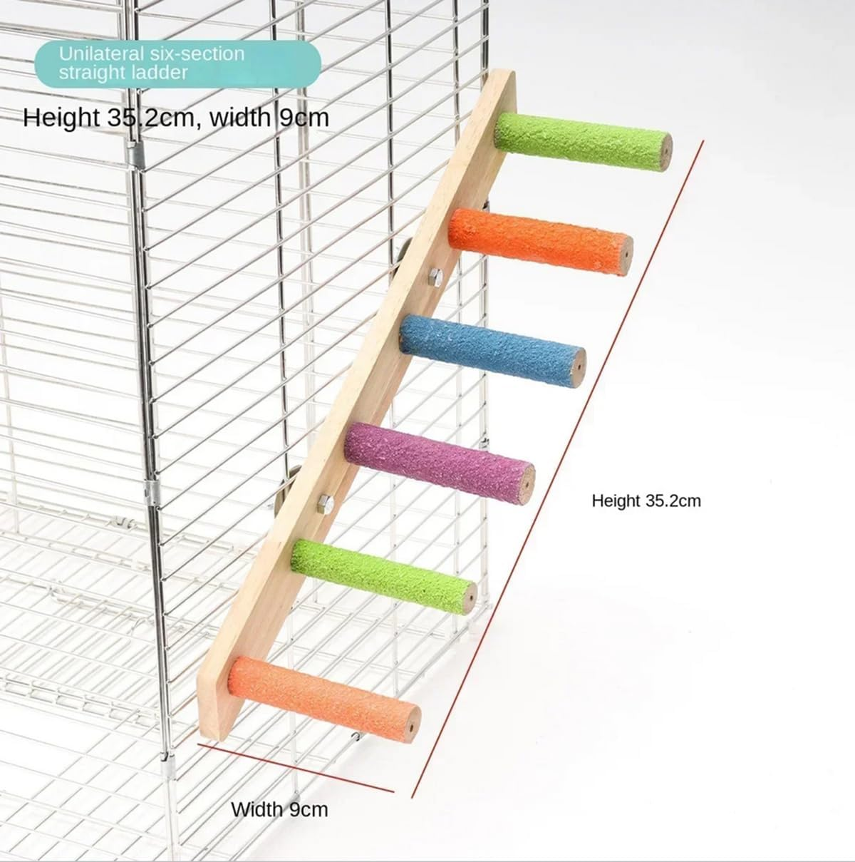 Bird Ladder Stand Interactive Frosted Stand Parakeet Toys for Parrots Birds Nature Wood Bird Perch for Cage image number 2