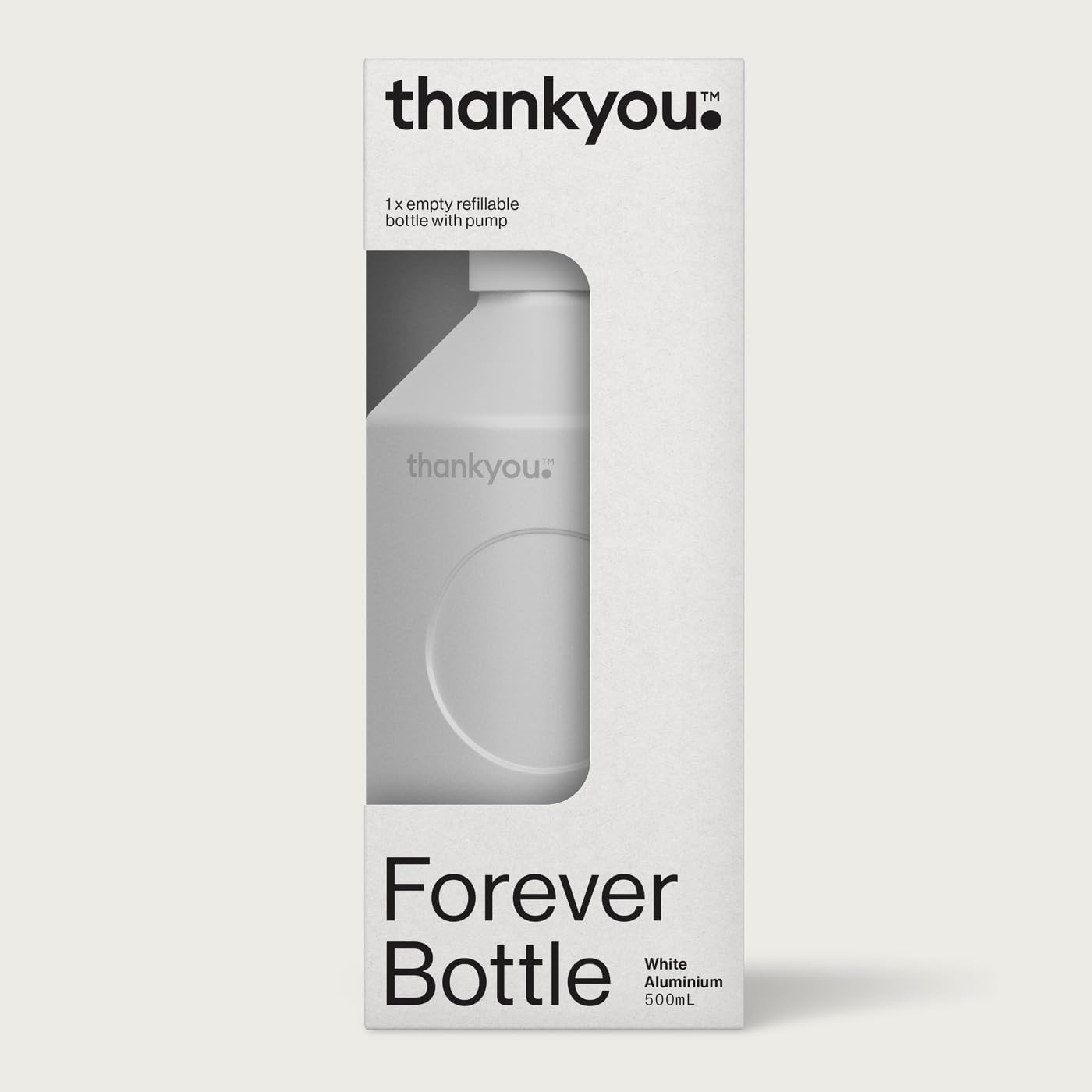 Thankyou Forever Bottle, White Aluminium. 500Ml 1X Empty Refillable Bottle with Pump image number 4