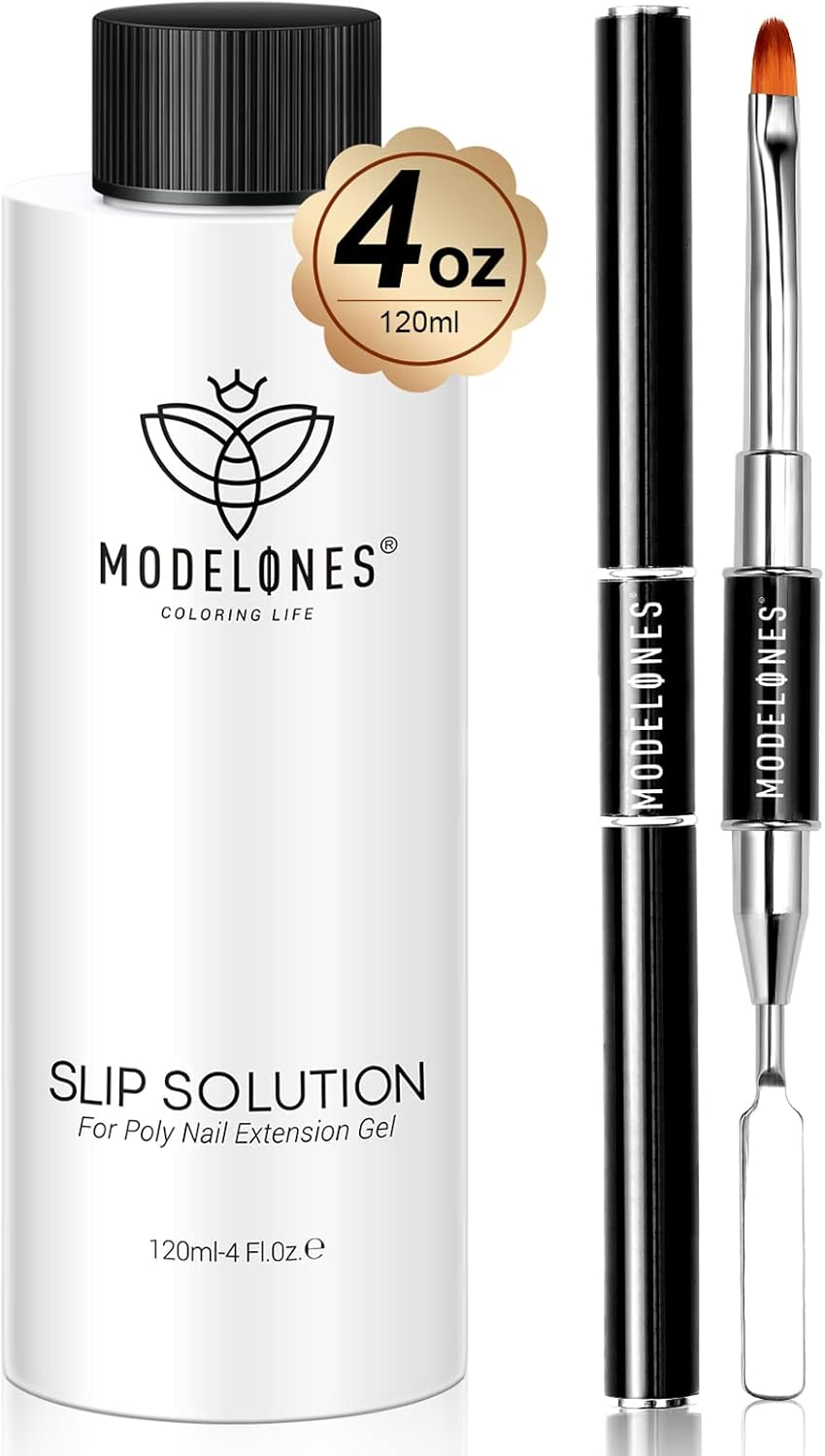 Modelones Poly Nail Gel Kit Slip Solution for Nails 120Ml Extension Set with Dual-Ended Brush Anti-Stick Liquid Brushes Cleaning Smooth Non-Odor Healthy Manicure Easy Spread Beginner image number 3