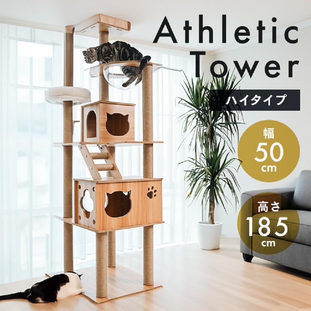 Iris Plaza 1441106002 Cat Tower, Stationary Climbing Athletic Tower, Transparent Hammock, Claw Sharpener, High Type image number 6