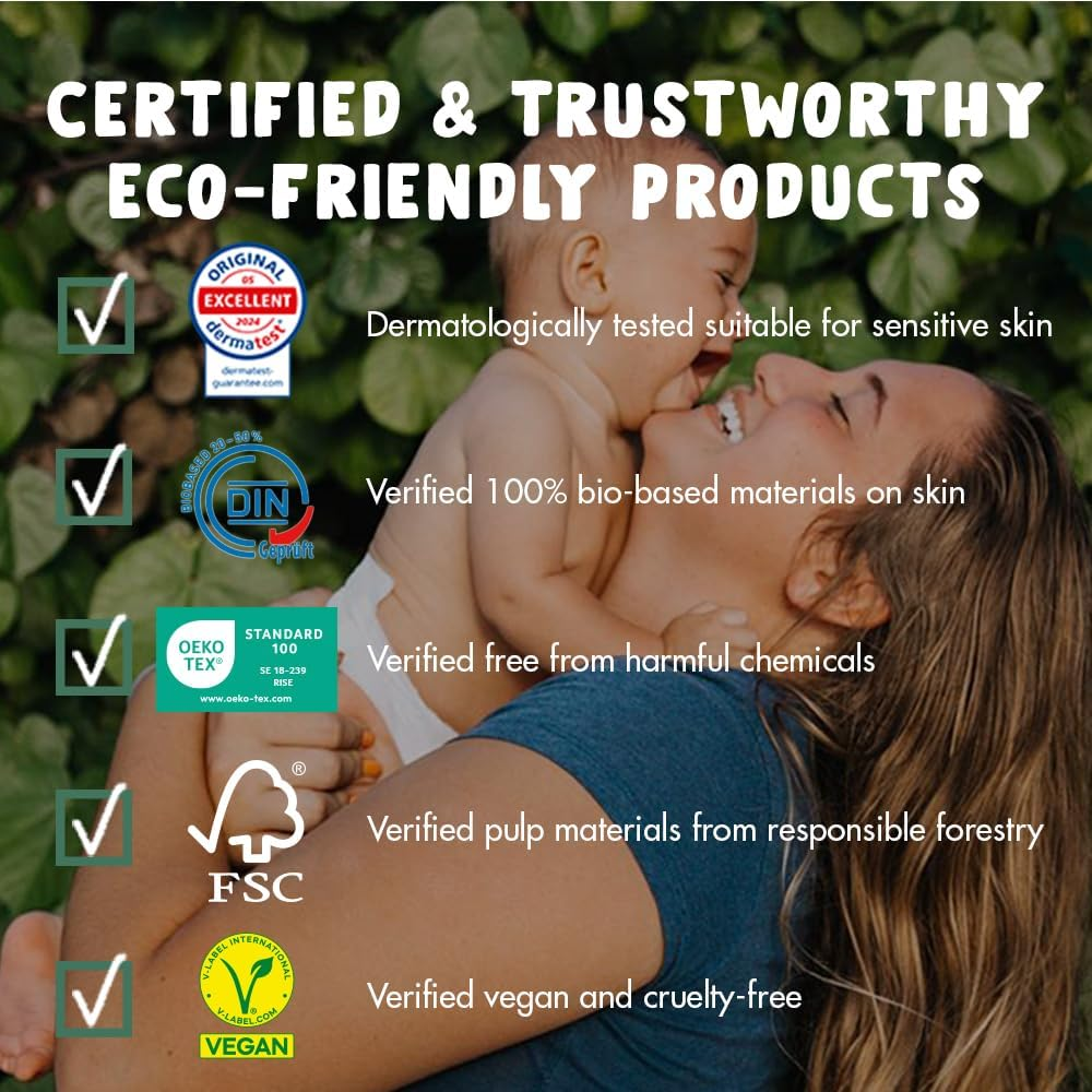 Eco by Naty Eco-Friendly Baby Nappies - 100% Plant-Based Materials on Skin, Soft, for Sensitive Skin & Super Absorbent (Size 4, 88 Count) image number 4