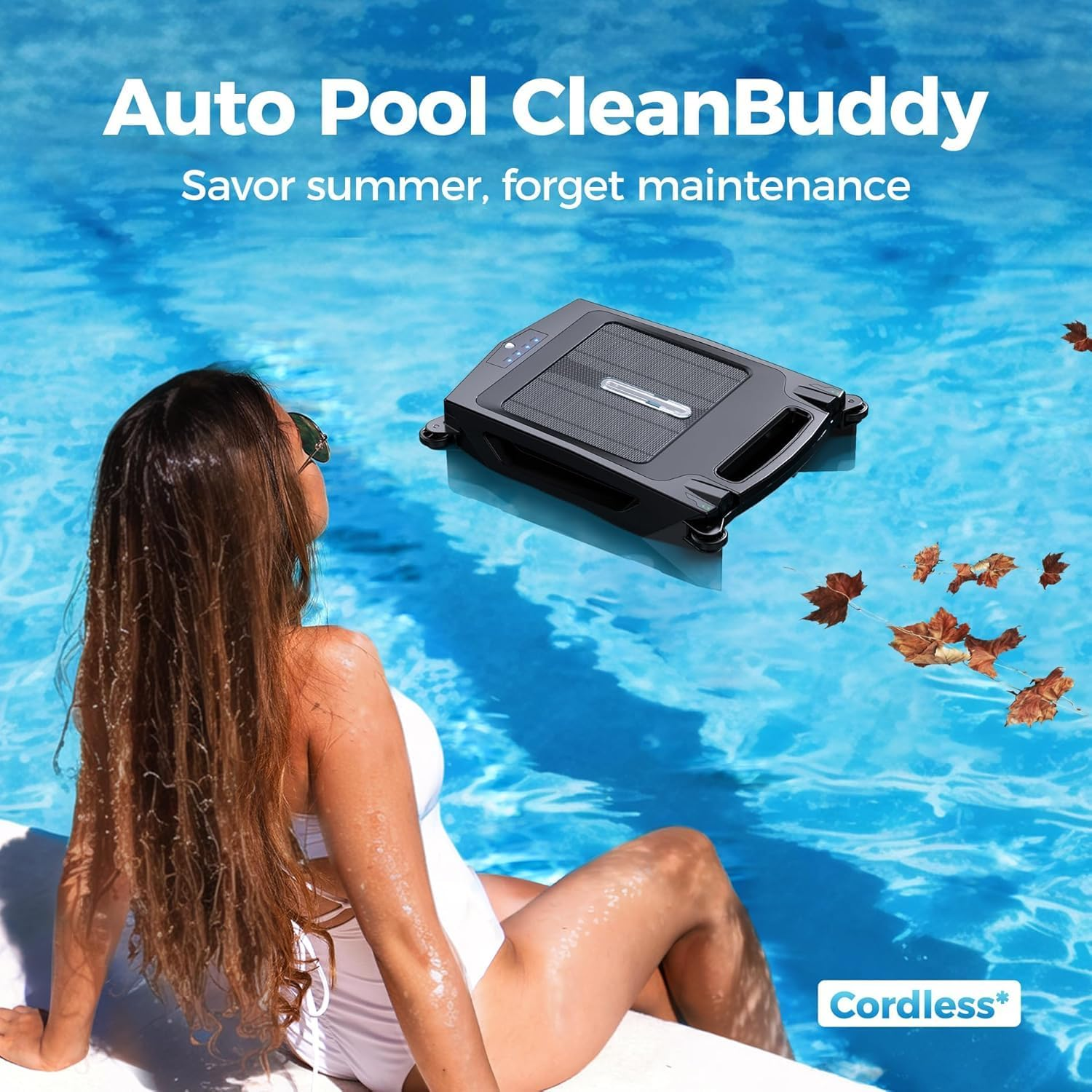 Solar Powered Pool Skimmer Robot Cleaner, Automatic Solar Pool Skimmer Robot Pool Cleaner Robot Pool Robot Pool Net Skimmer with Basket Automatic Obstacle Avoidance Dual Charging Options image number 5