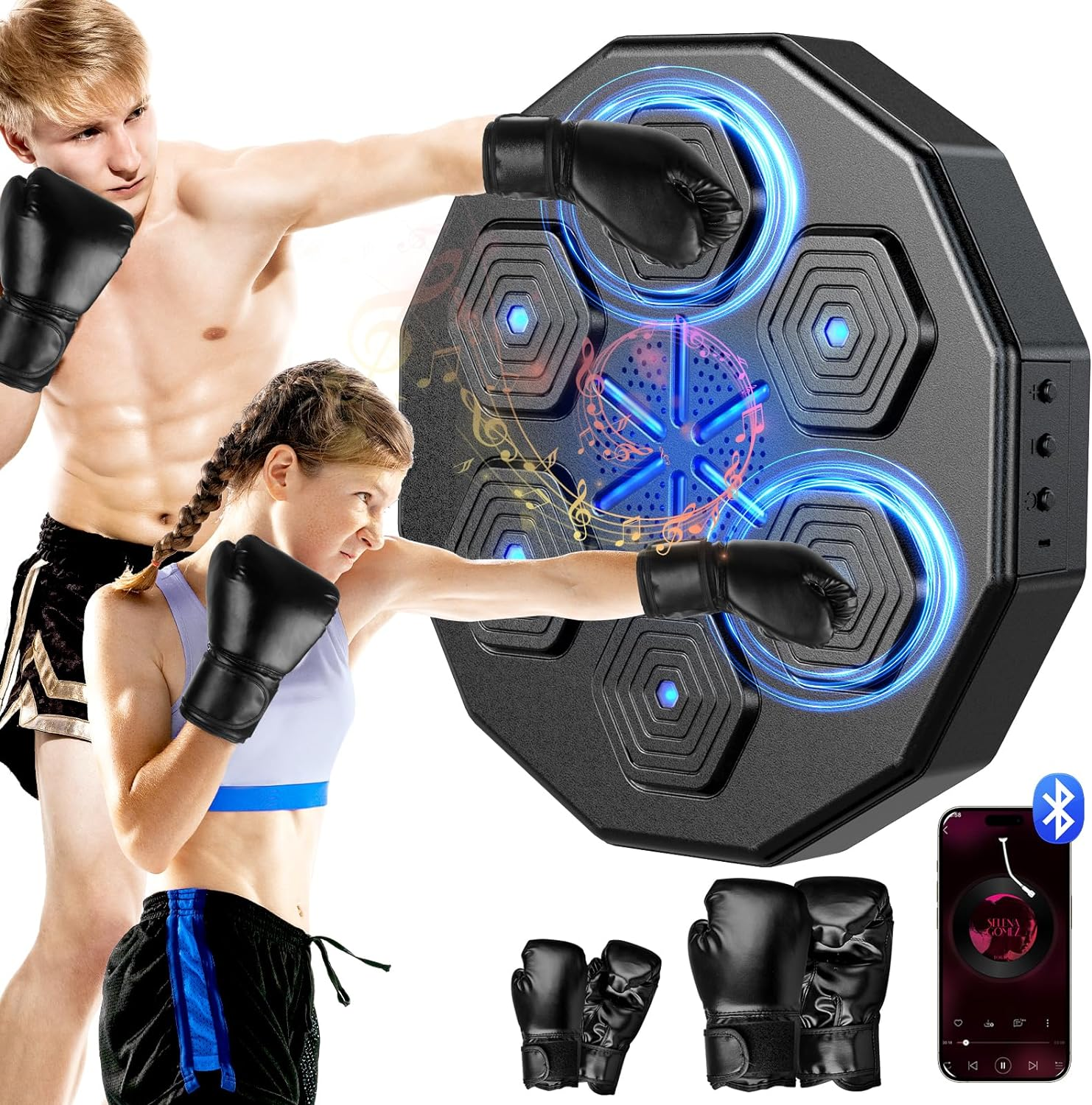 2025 New Music Boxing Machine, Upgraded 2.0 Smart Bluetooth Music Boxing Parent-Child Games, Wall-Mounted Exercise Equipment for Home image number 3