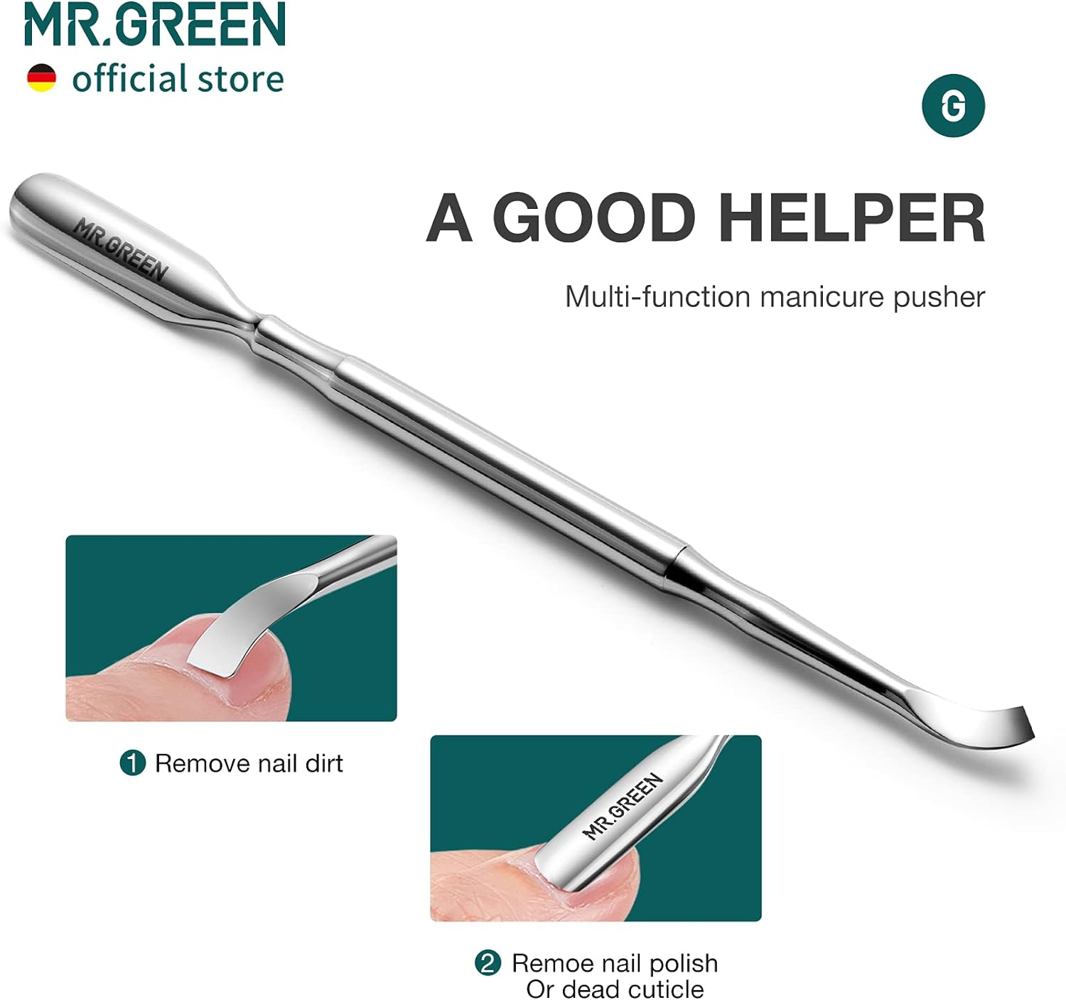 MR.GREEN Cuticle Nippers Nail Manicure Scissors Cuticle Clippers Trimmer Dead Skin Remover Stainless Steel Cutters Beauty Tool with Pusher (Mr-1028+Pusher) image number 3