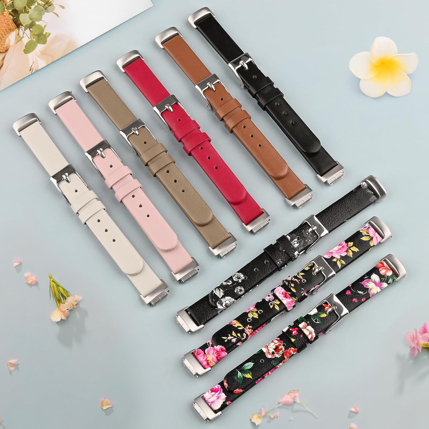 Leather Band for Fitbit Inspire 3 Bands Women Men, Soft Leather Loop Replacement Straps for Fitbit Inspire 3/2/HR Fitness Tracker - Grey image number 4