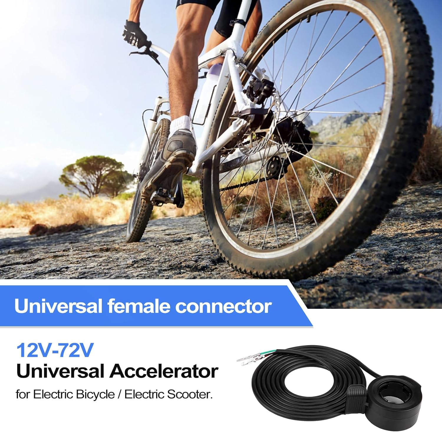 Thumb Throttle Ebike: Electric Scooter Throttle, Ebike Throttle, 7/8Inch (22Mm) Thumb Throttle Speed Control, 12V-72V Universal Controller for E-Bike Electric Scooters image number 3