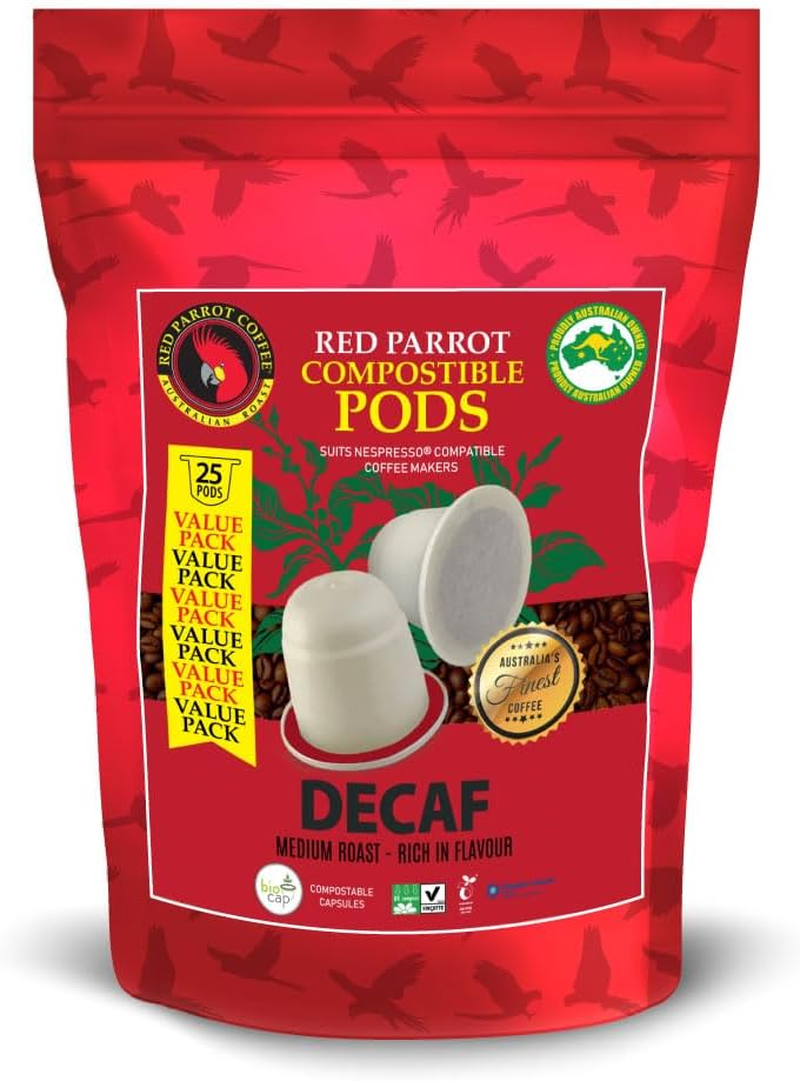 Red Parrot Coffee - Premium Decaf Coffee Pods, 20 Pods