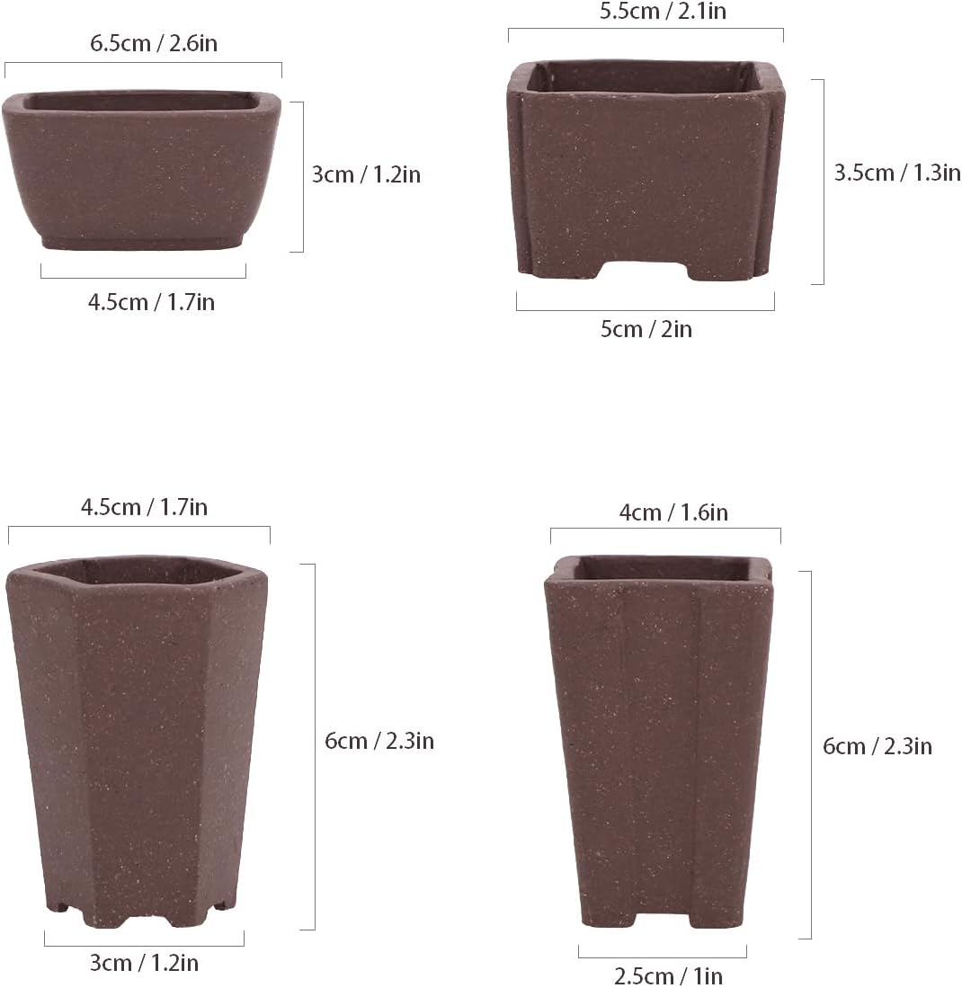 Happy Bonsai 4 Pc Zisha Mini Bonsai Pots 2" Width image number 3