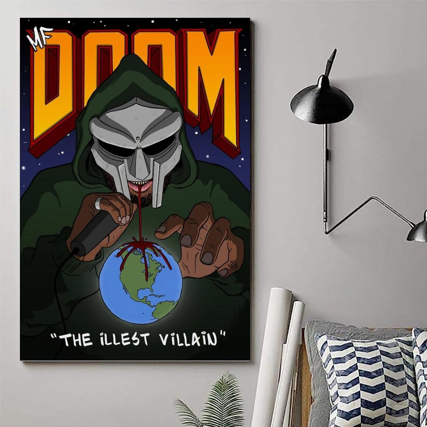 Rapper Mf Doom Poster Poster Canvas Painting Wall Art Picture Home Decor Print for Bedroom Living Room Dorm Study Bar Office 12X18Inch(30X45Cm) image number 5