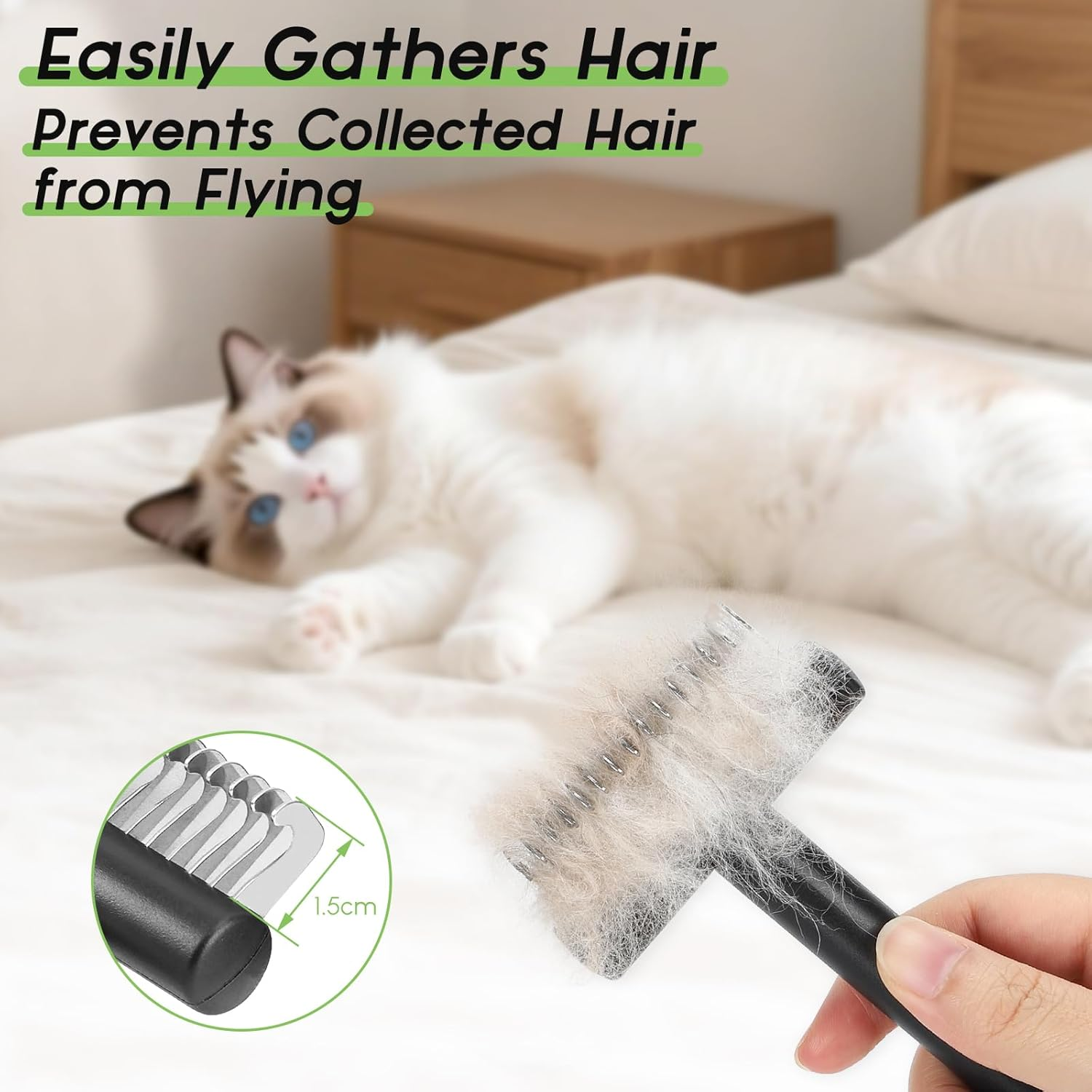 Euqvunn Dematting Comb, Dog Brush Undercoat Detangles and Cuts Effortlessly Tangles, Undercoat Brush Cat and Longhaired Cats, Dogs, Rabbits and Small Pets image number 6