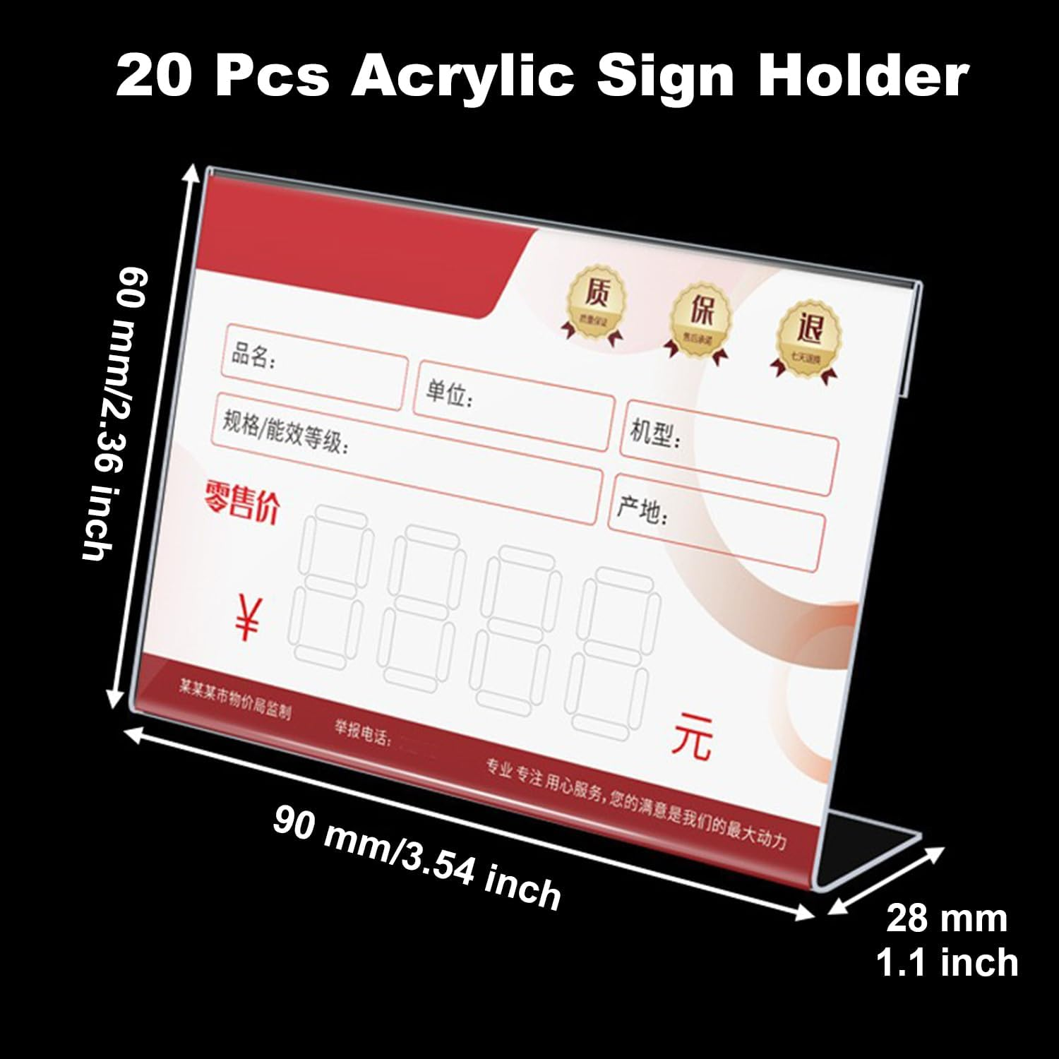 Paifeancodill Mini Sign Display Holder, 20 Pcs Acrylic Sign Holder, L Shape Sign Holders Acrylic Clear Sign Stand Card Holder for Price Card, Tag Name, Table Top, Counter, Store Label Display(9 X 6Cm) image number 4