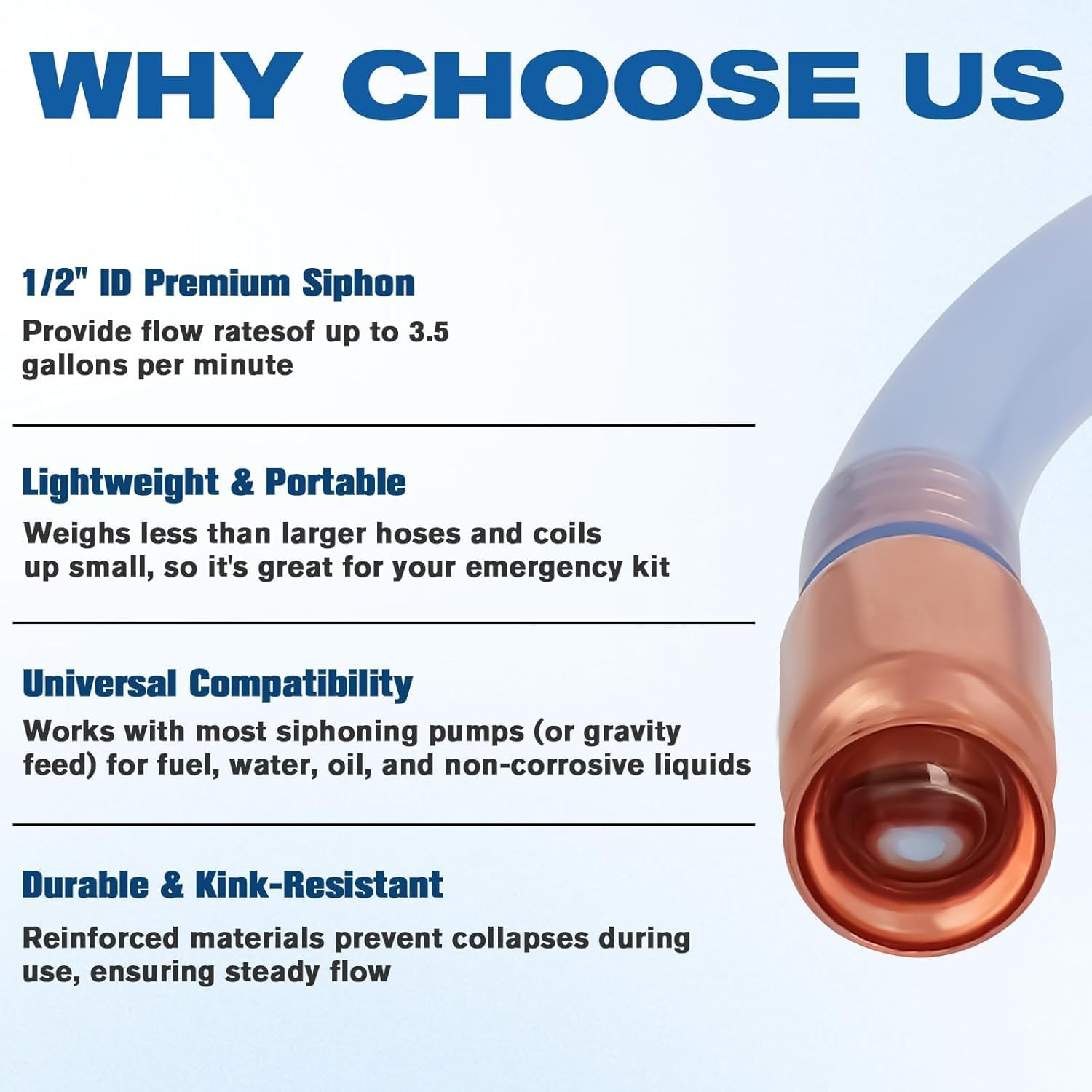 Wadoy Gasoline/Diesel Water Siphon Pump, 6Ft Hose, Manual, Universal Fit, Tractor Compatible, Fuel Siphon Pump