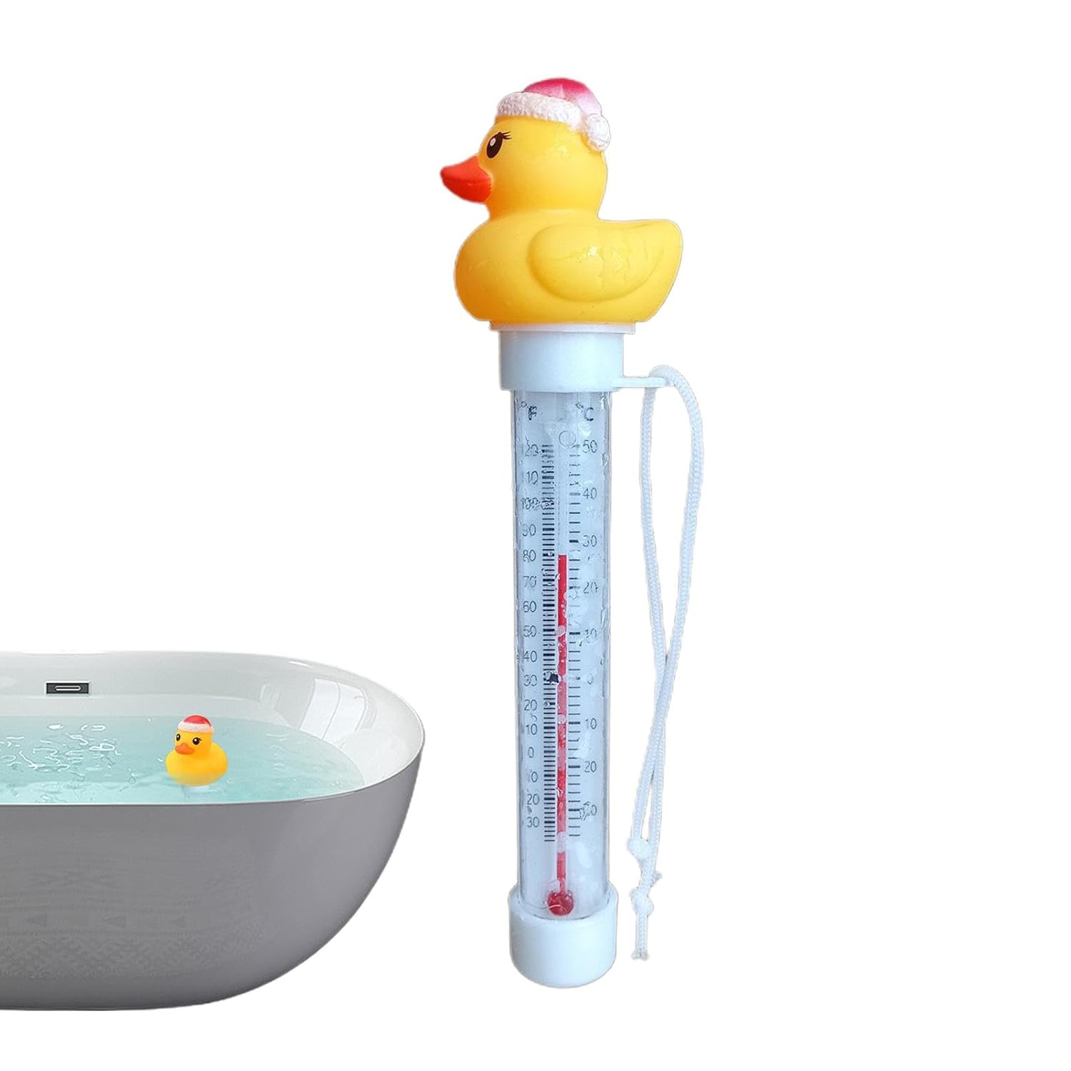 Pool Thermometer - Water Temp Gauge, Floating Pool Temperature Meter | Water Temperature Tester Tool, Easy Read Duck Water Temperature Gauge, Floating Duck Water Temperature Gauge for Hot Tub,Spa - Necklace Duck image number 4