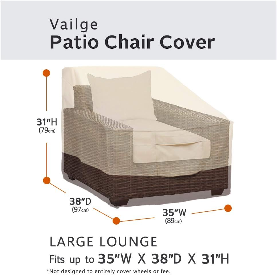 Vailge Patio Chair Covers, Lounge Deep Seat Cover, Heavy Duty and Waterproof Outdoor Lawn Patio Furniture Covers ( 2 Pack - Large, Beige & Brown) . image number 3