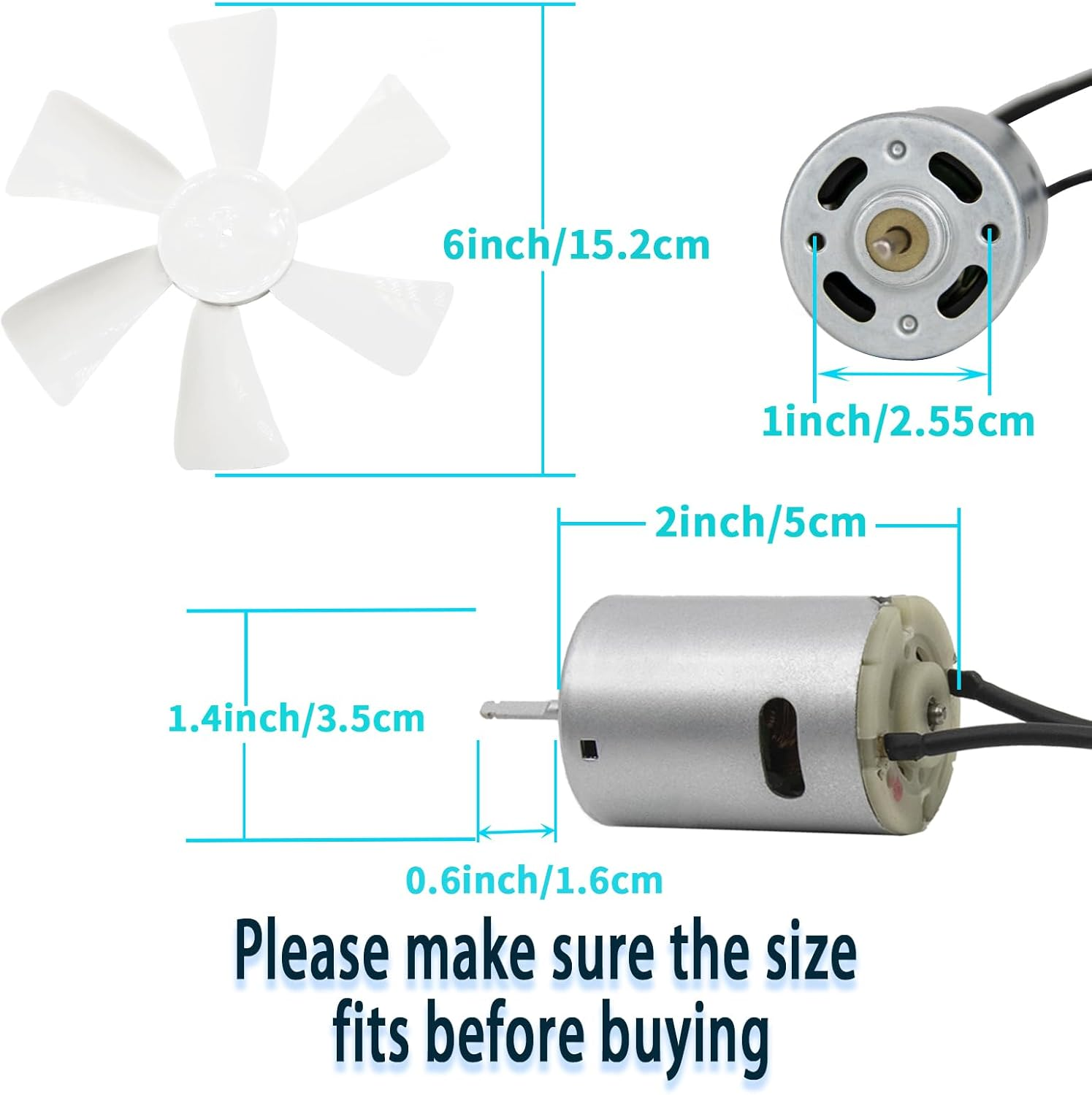 6&rsquo;&rsquo; RV Vent Fan Motor & Fan Blade Replacement, 12V D-Shaft RV Vent Motor Compatible with Heng'S, Elixir, Jensen, Jayco,Toyota Dolphin RV image number 4