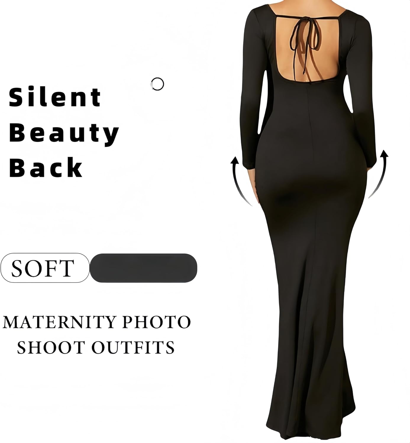 Striped Backless Maternity Dress，Elegant， Photography Accessory for Pregnant Women image number 1
