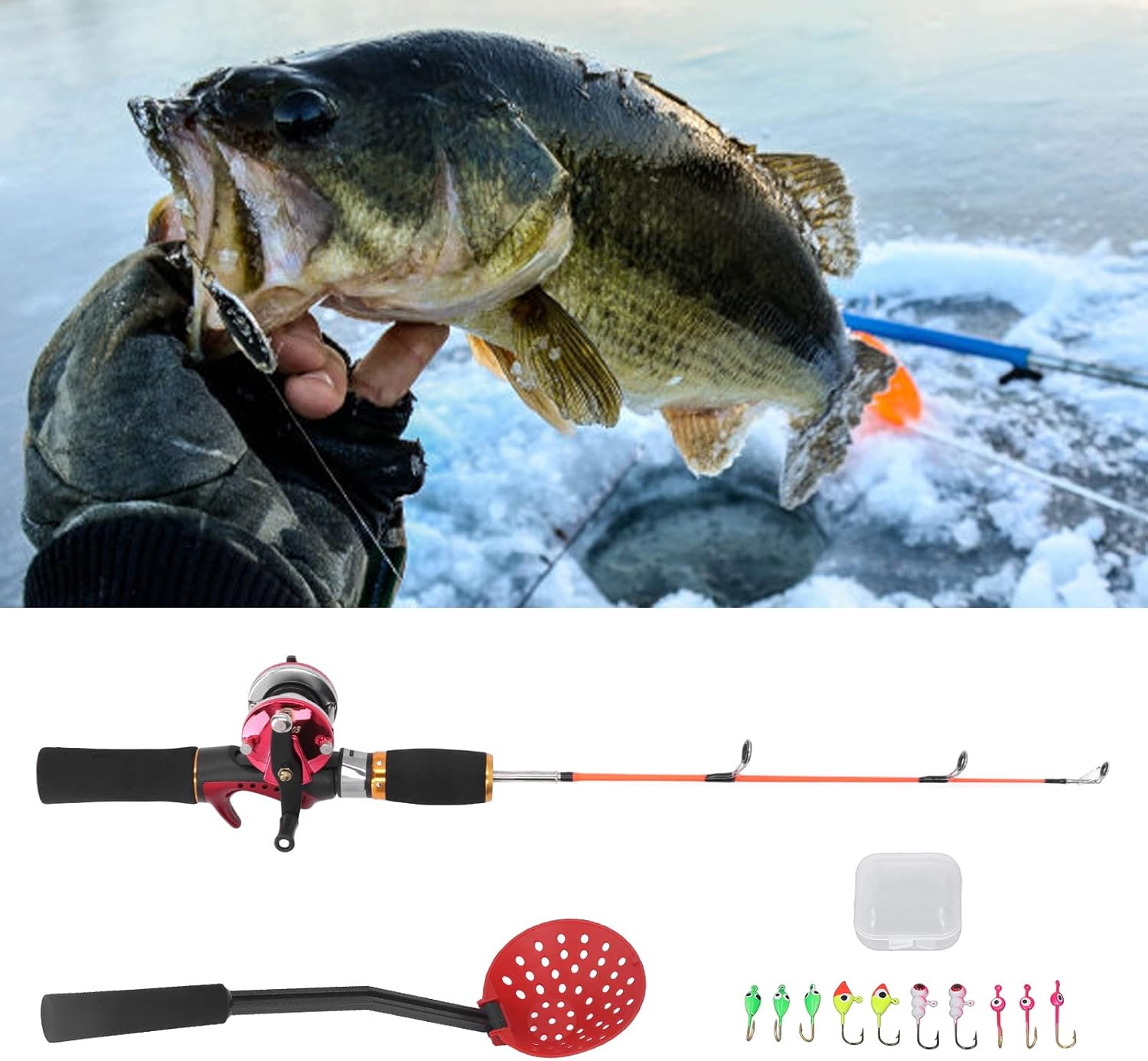 POENVFPO They Combine Winter Ice Fishing Combination of 56 Cm Composite Material image number 5