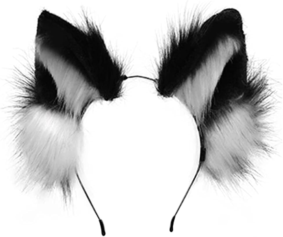 VIGVAN Handmade Wolf Fox Ears Animal Cosplay Cute Head Accessories for Halloween - Black image number 5