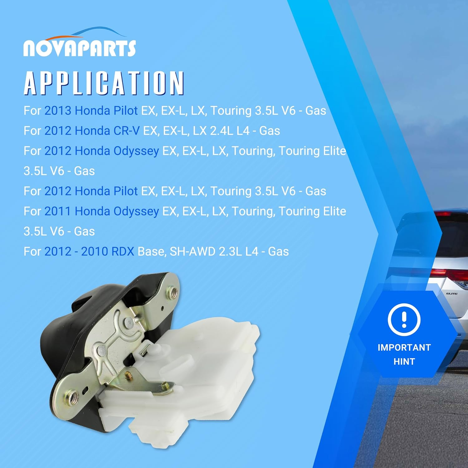 Rear Tailgate Lock Actuator 74800TF0J02 for Honda CR-V 2012-2016, Odyssey 2011-2017, Pilot 2012-2015 & RDX 2010-2012 Lock Assembly Replaces # 74800-TF0-J02 74800-TF0-J01 image number 1