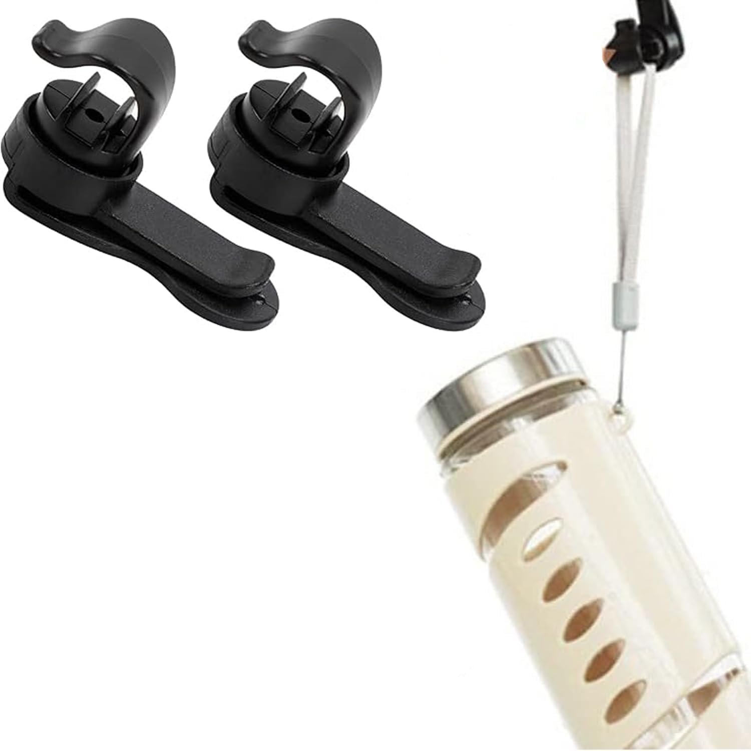 WEZCHUGHAOL Tactical Backpack Hydration Tube Clips, Magnetic Bladder Hose Holders, Set of 2, Black