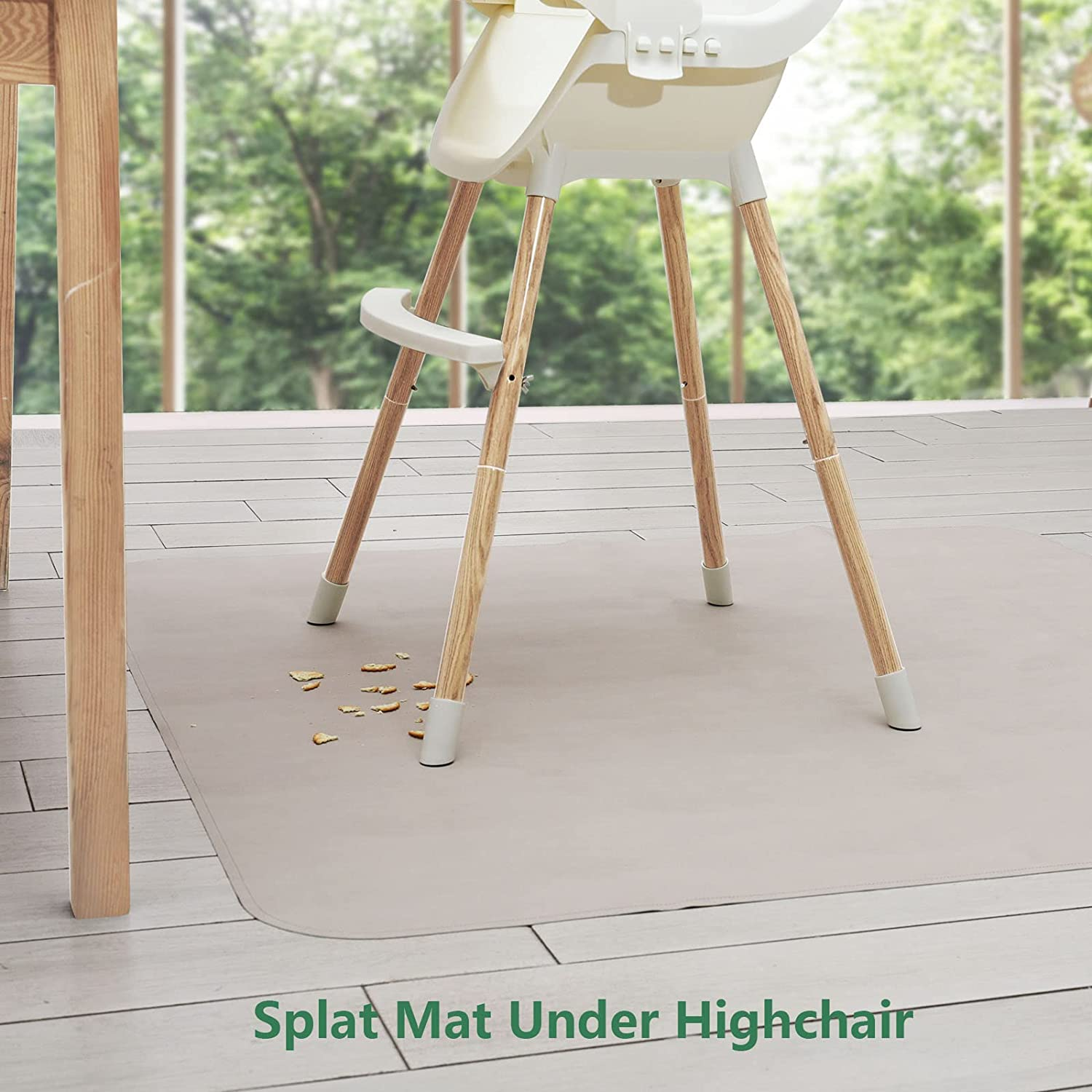 LEASURE 136Cm (53In) Double Sided Vegan Leather Splat Mat under High Chair, Large Waterproof Baby Play Mat, Wipe Clean Kids Mess, Outdoor Picnic Blanket & Beach, Non Toxic & Foldable image number 2