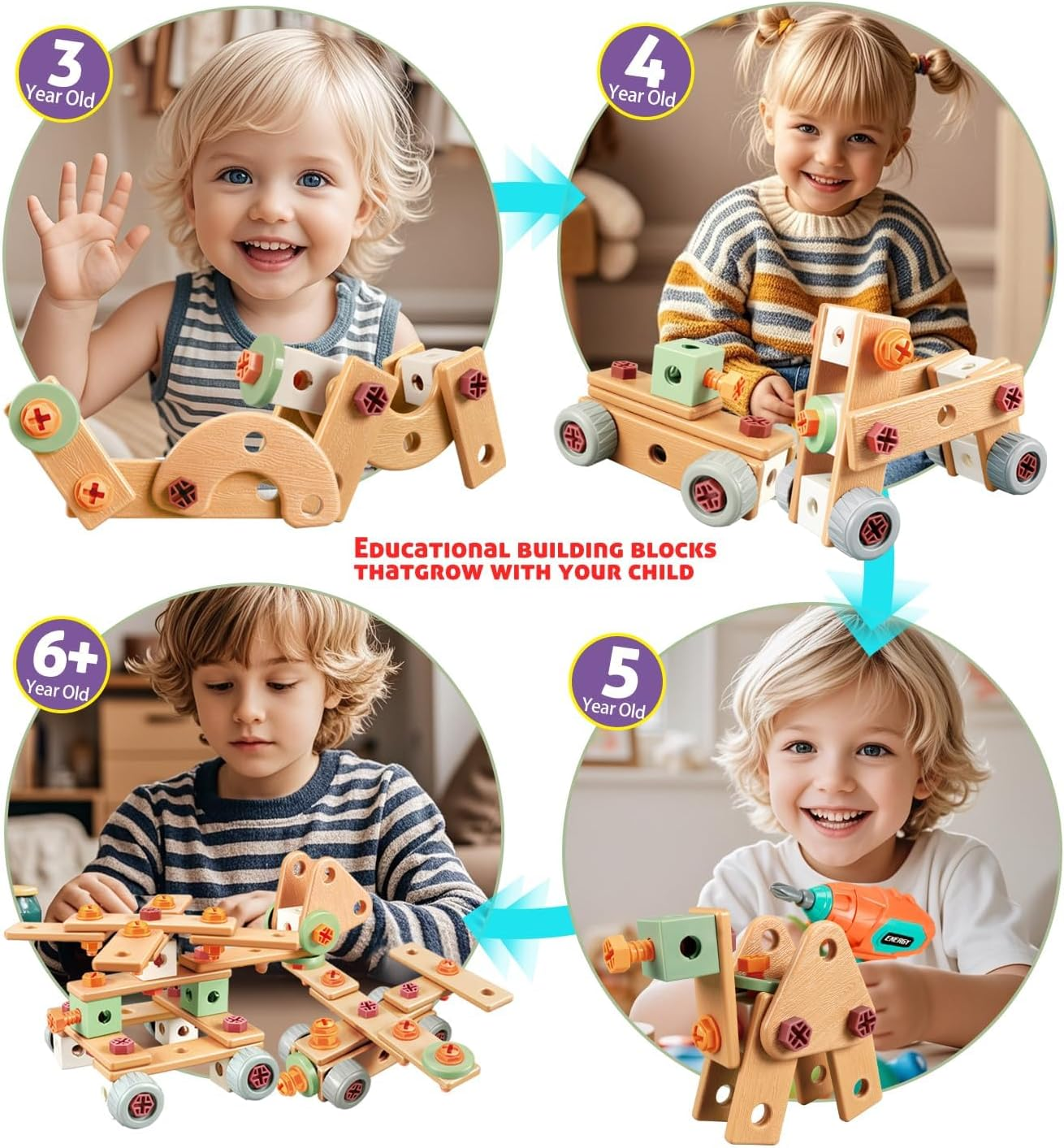 Kids Tool Set with Drill, 148 PCS STEM Building Tools with Storage Box Plastic Todder Tool Set for Boys and Girls Age 3 4 5 6 7 8 Years image number 2