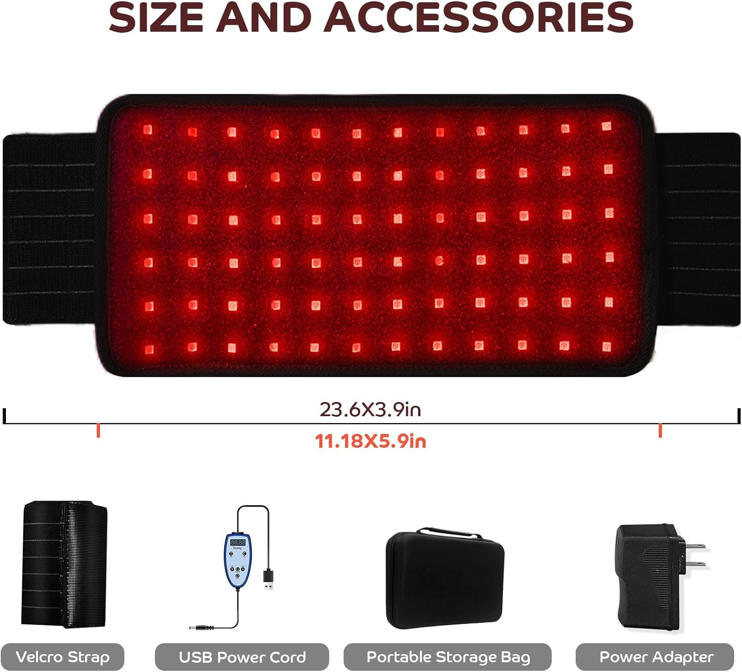 Red Light Lamp Wristband, 72Leds Red LED Light with Timer Function(10/20/30Mins), Brightness Level Adjustment Infrared Lamp for Living Room/Bedroom/Office image number 6
