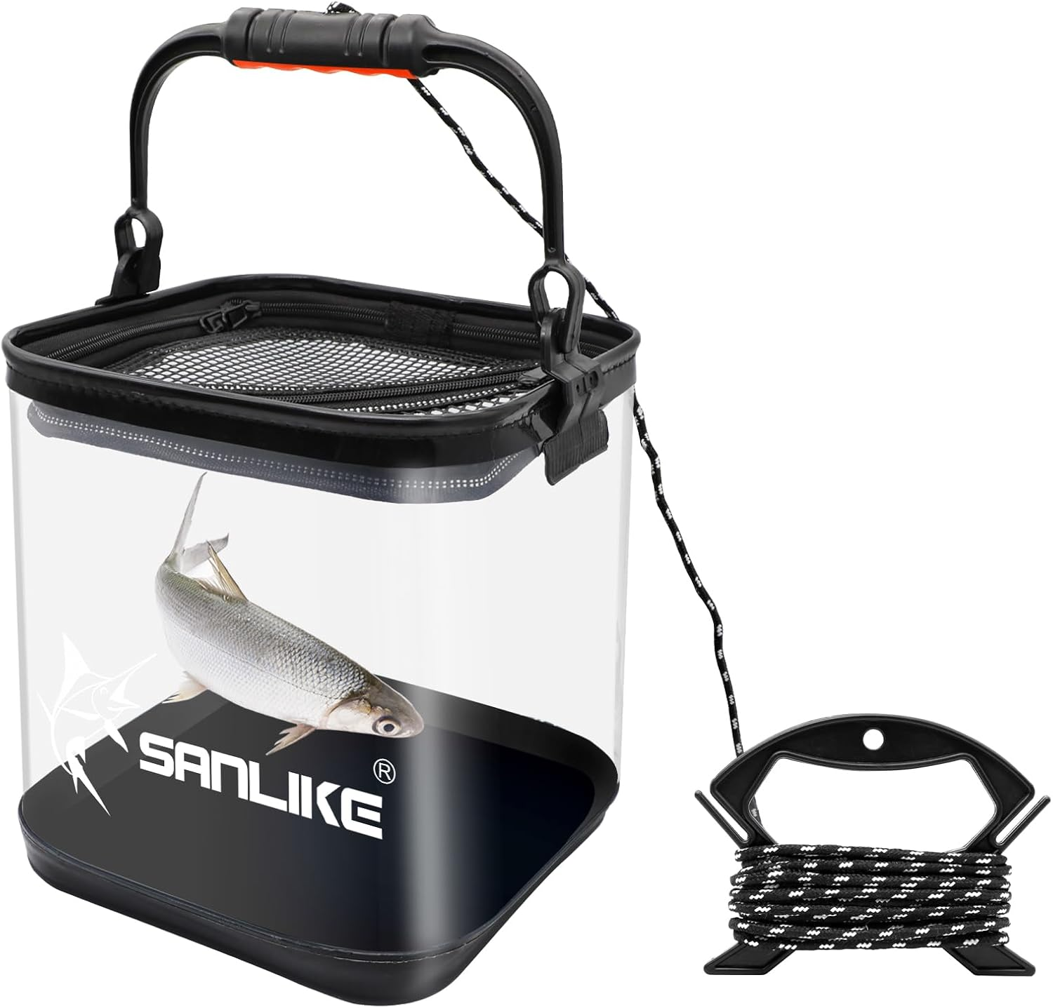 KOMCLUB Collapsible Bucket Foldable Portable Water Bucket with Handle for Camping Fishing Hiking Travelling Gardening 12L Transparent image number 1