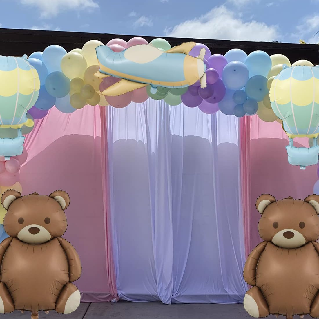 SUNSK Bear Balloons Police Car Helium Balloon Aeroplane Foil Balloon Hot Air Balloon Foil Balloon for Children Birthday Party Baby Shower Pack of 8 image number 2