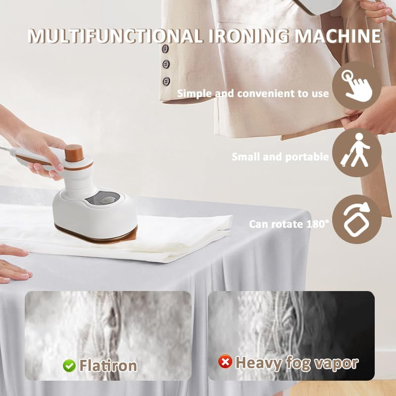 Mini Foldable Garment Steamer Iron, 2-IN-1 Clothes Handheld Steamer,Clothes Iron Steam Steamer,180&deg; Rotatable Steam Iron,Portable Iron Fabric Steamer for Home Office Business Travel (White)