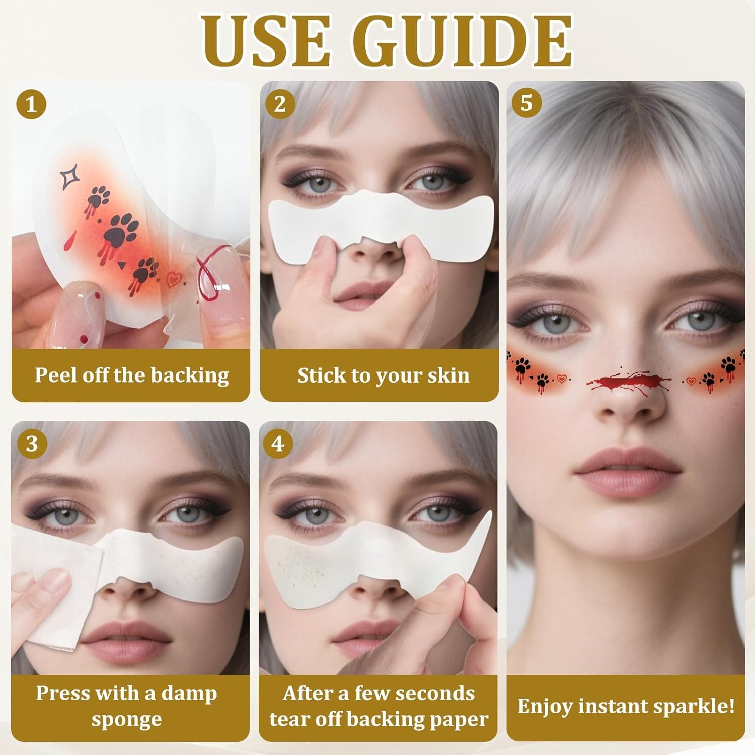 6Pcs Halloween Freckles Face Tattoo, Temporary Makeup Stickers, Temporary Freckle Sticker, Face Tattoos for Women, Halloween, Parties, Freckles Tattoo Art (A) - B image number 7