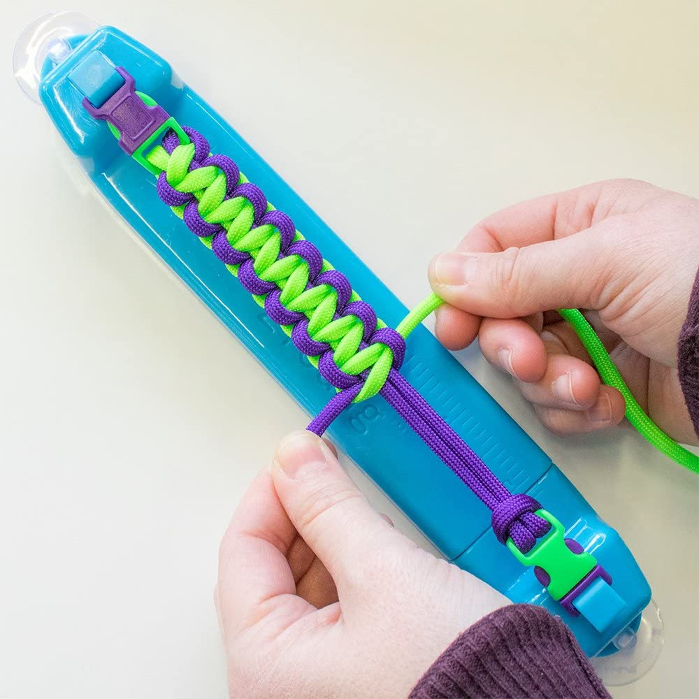 Paracord Parachute Cord Jig Bracelet Loom-Plastic Wristband Maker Paracord Brading Weaving Tool-Diy Craft Kit 12 Rainbow Color Cord & Buckles-Suctions to Table-Great for Beginner,Intermediate,Advanced image number 4