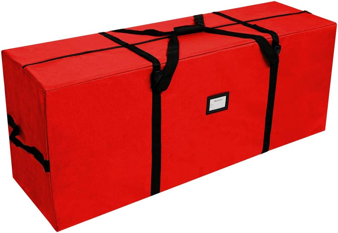 Ourwarm Christmas Tree Storage Bag Extra Large Heavy Duty Storage Containers for 8 Ft Artificial Tree 600D Oxford Xmas Holiday Tree Storage Bags with Reinforced Handles Zipper, Red 50" X 15" X 20" image number 1