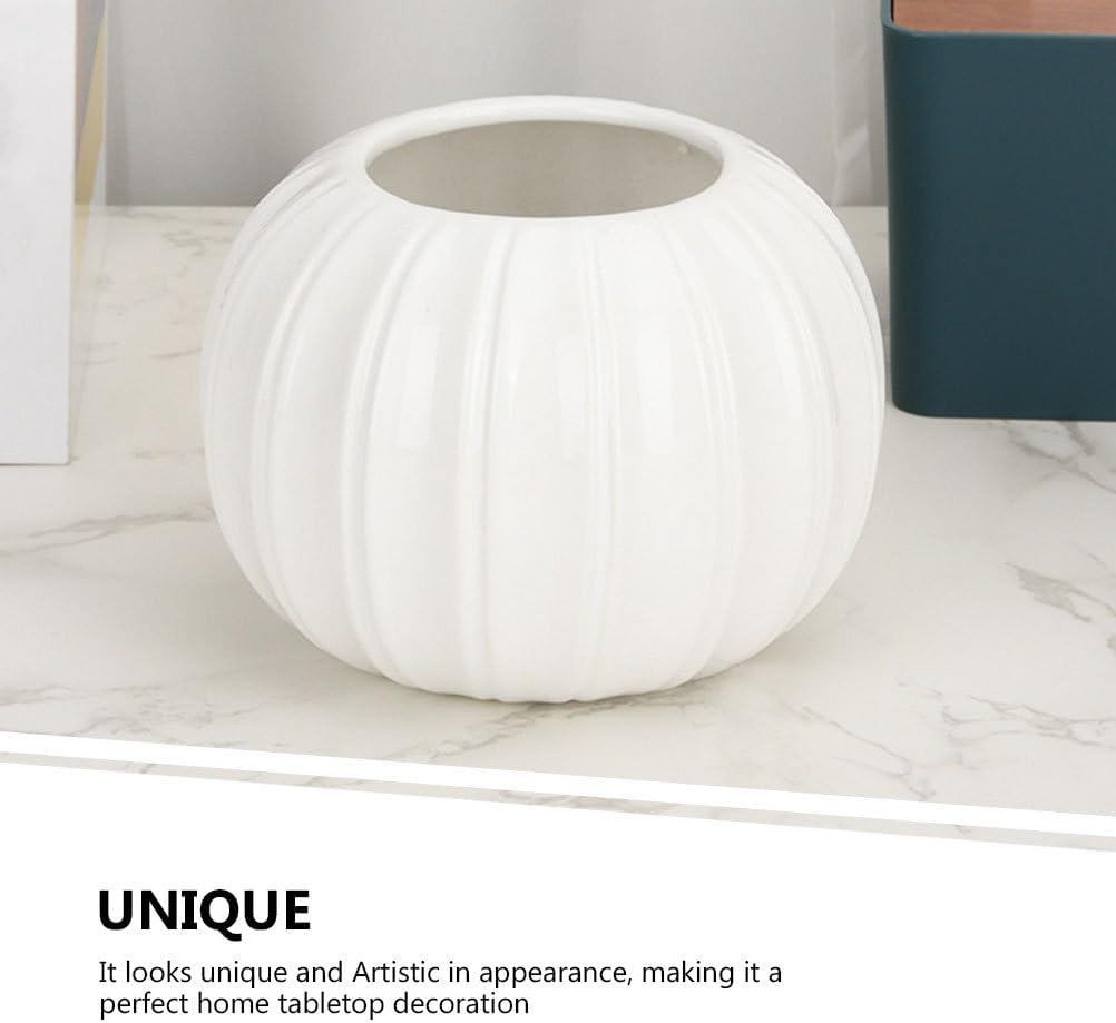 DECHOUS Succulent Planter Pots White Ceramic Pumpkin Vase Bubble Vase for Flower Arrangement Hydroponic Planter for Dried Flower image number 5