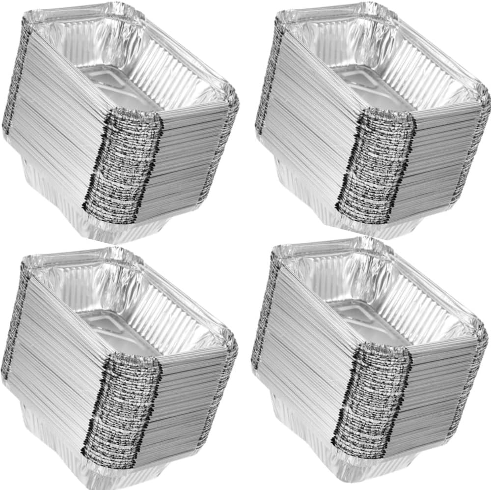 Jindizi 100Pcs Tin Foil Box Barbecue Tin Foil Pans Aluminum Pan Small Foil Pans Aluminum Trays Tin Pans Steamer Pan Baking Tin Donut Cake Baking Tools Kitchen Gadgets Aluminum Foil Silver