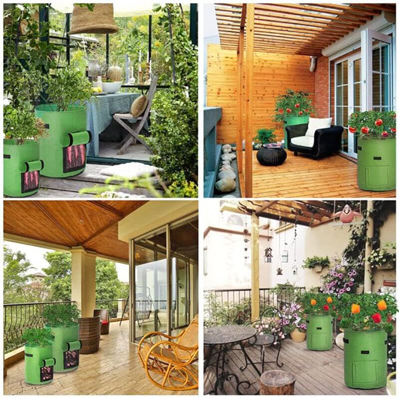 AIMALL 7/10 Gallon Potato Grow Planter Container Bag Pouch Root Plant Growing Pot Side Window - Root Vegetable Growing Pouch for Garden & Patio