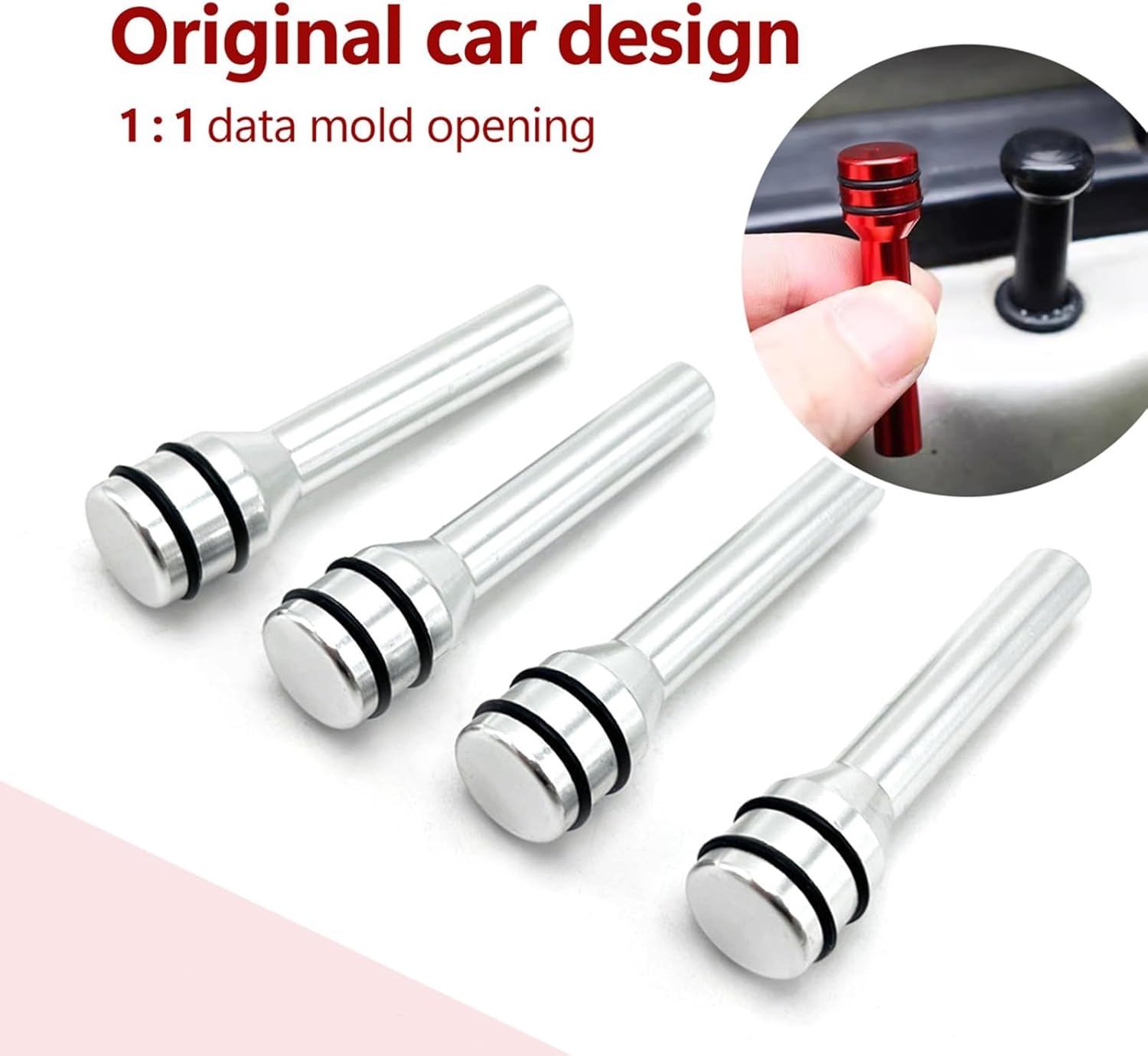 4 PCS 1.92" X 0.47" Car Door Lock Knobs, Aluminum Alloy Inner Door Lock Pull Pins, Automotive Inner Door Pull Pins Decor, Universal for Most Cars, Trucks, Suvs, Rvs (Silver) - Red image number 6