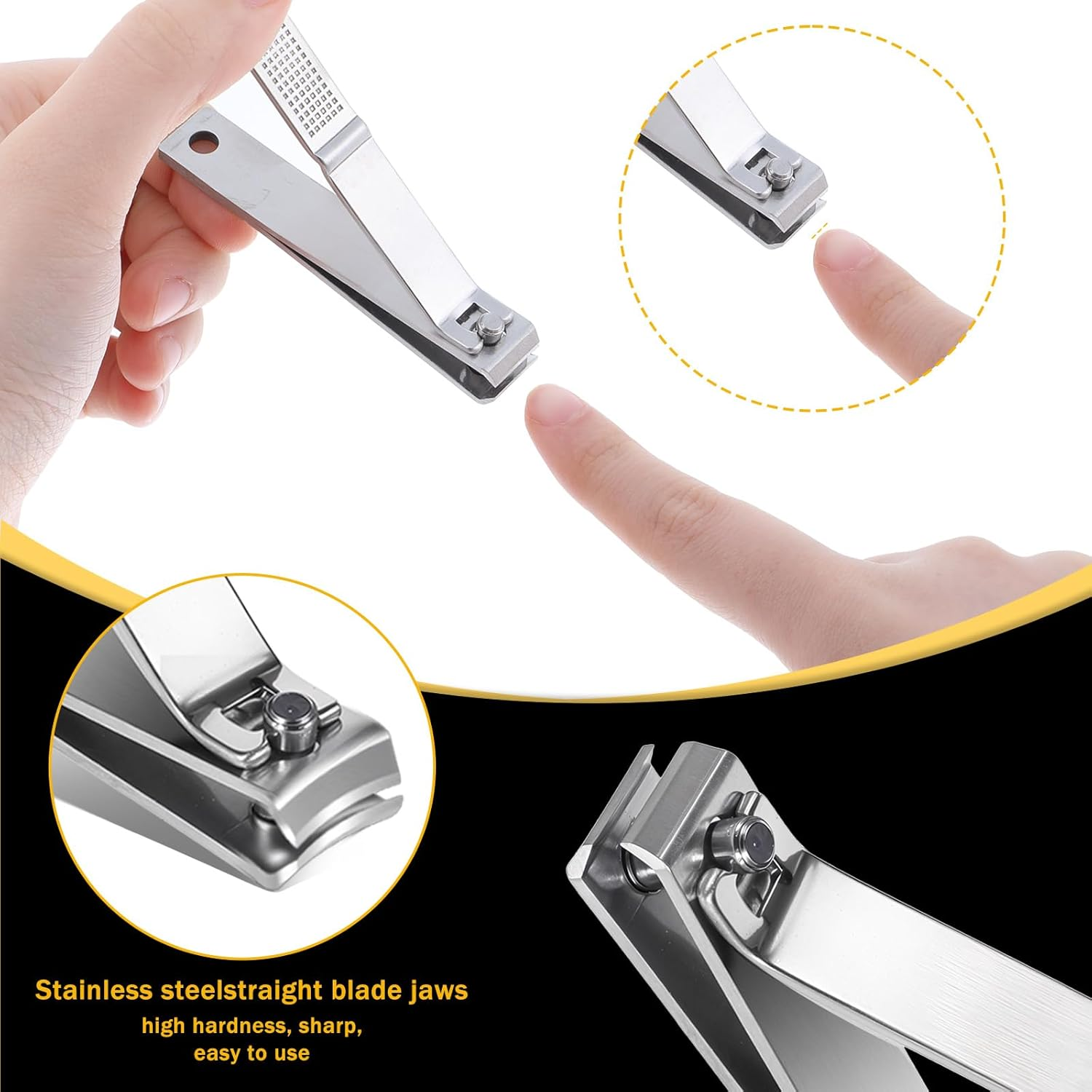 2 Pieces Straight Nail Clippers for Thick Nails Toenails Clippers Sharp Stainless Steel Nails Cutters Professional Nail Trimmer for Men Women image number 1
