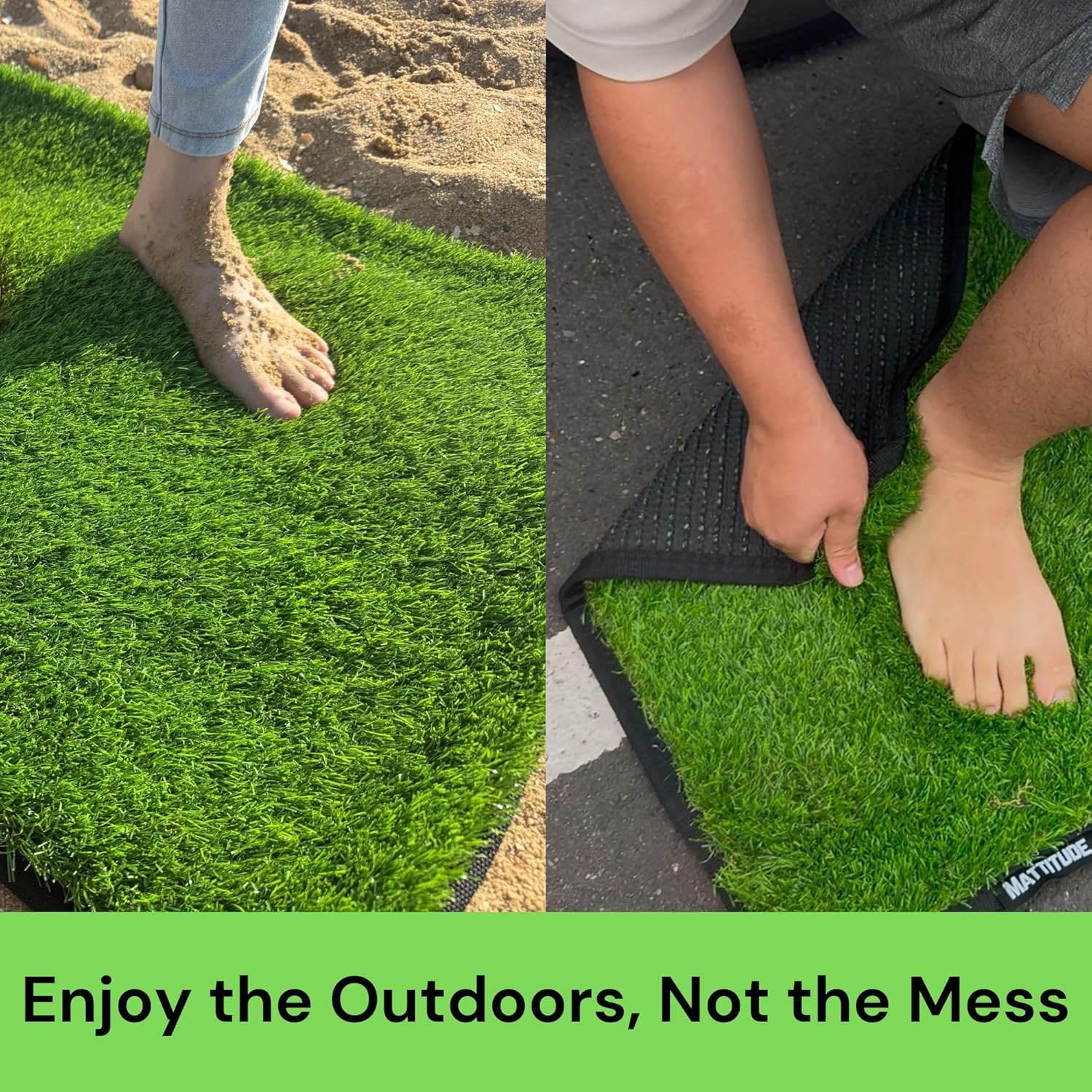 Mattitude Outdoor Dust-Off Mat - Artifical Grass 40Mm Pile Turf Dirt Trapper, Weatherproof, Non-Slip, Washable & Easy Clean - for Home Entryway, Garage, Camping, Caravan 80Cm X 50Cm (Medium) image number 6