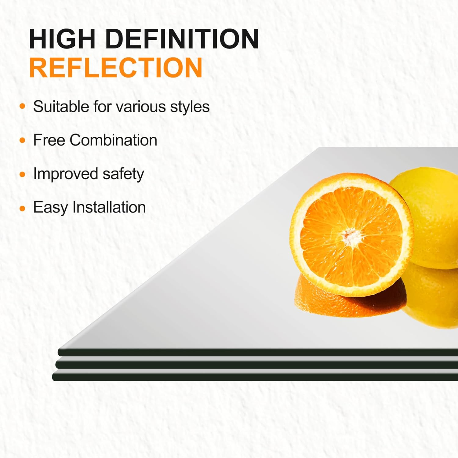 Delma Glass Full Length Wall Mirror Tiles, 14'' X 12'' X 4PCS, Frameless Full Body Mirror Tiles for Bedroom, Full Length Mirror Wall Mounted for Home Gym, Door (Glass - 14'' X 12'' X 0.1'' - 4PCS) image number 6