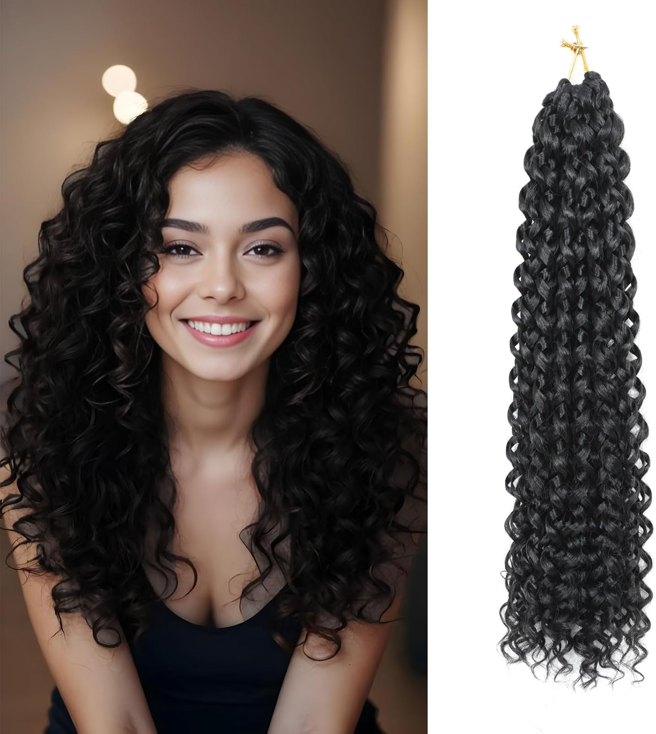 8 Packs Gogo Curl Crochet Hair 18 Inch Long Curly Crochet Hair for Women Beach Curl Water Wave Deep Twist Crochet Braids Synthetic Braiding Hair Extensions (T27/613#, 18 Inches (Pack of 8))