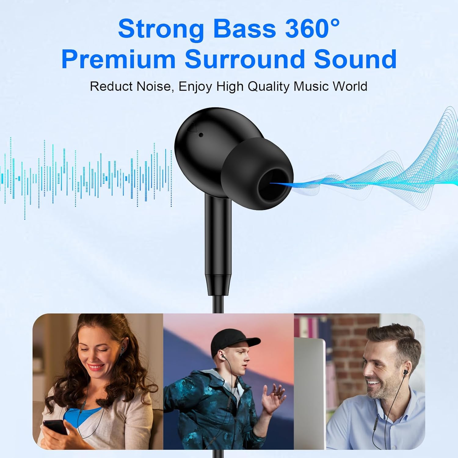 USB C Samsung Earbuds Wired Ear Buds for Samsung Galaxy A16 A36 5G A26 S25 Edge A56 S25 Ultra plus S24 FE A35 Z Fold 6 USBC In-Ear Headphones Wired Type C Earbud Earphones Headsets with Microphone - Black image number 5