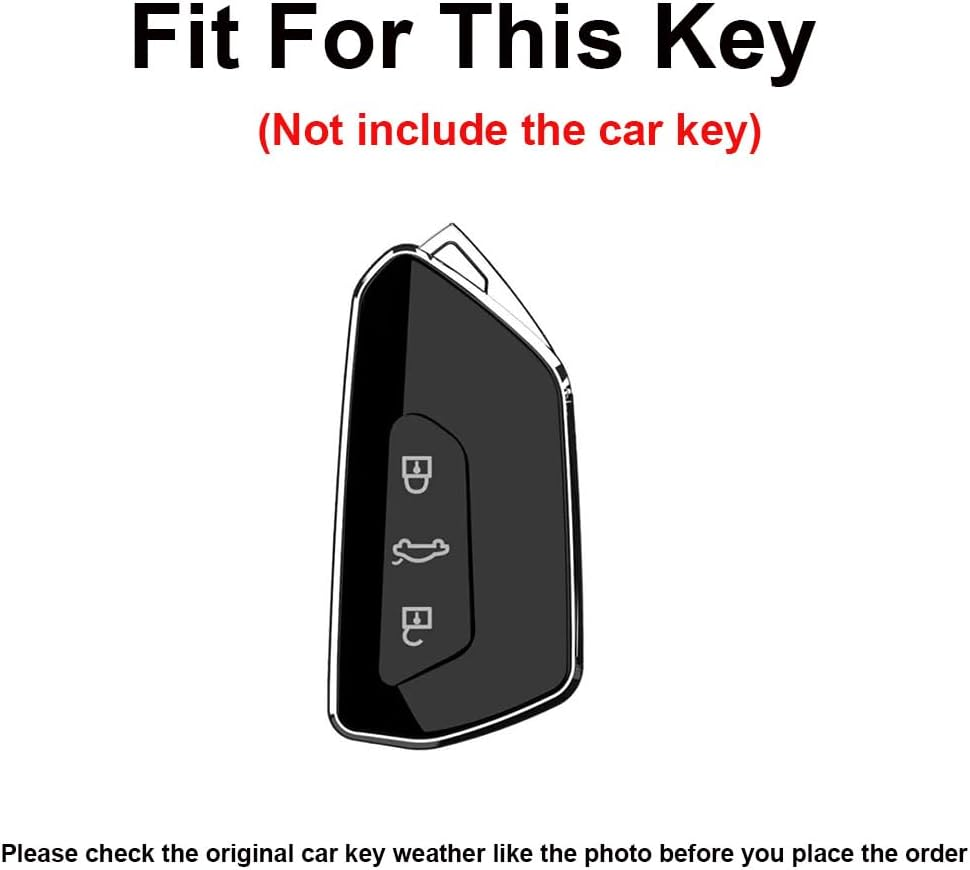Smart Key Protector Key Cover Fit for VW Volkswagen Golf 8 MK8 GTI GTD ID.3 ID.4 Key Shell Fit for Seat Tarraco Ateca Cupra Formentor Leon Skoda Octavia 3 Buttons Key Fob Holder Silvery Brown image number 3