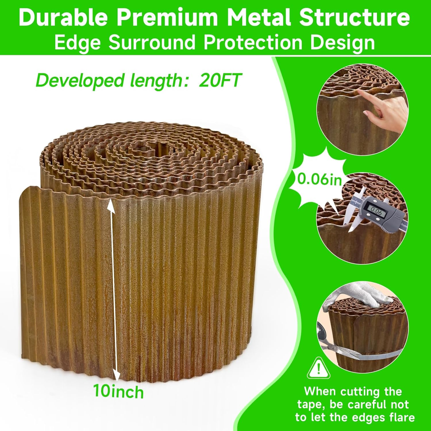 Corrugated Garden Edging,10"&times;20Ft Pre-Rusted Landscape Edging & Lawn Edging Border,Metal Garden Border for Flower Beds,Garden,Lawn,Raised Beds & Tree Surrounds image number 5