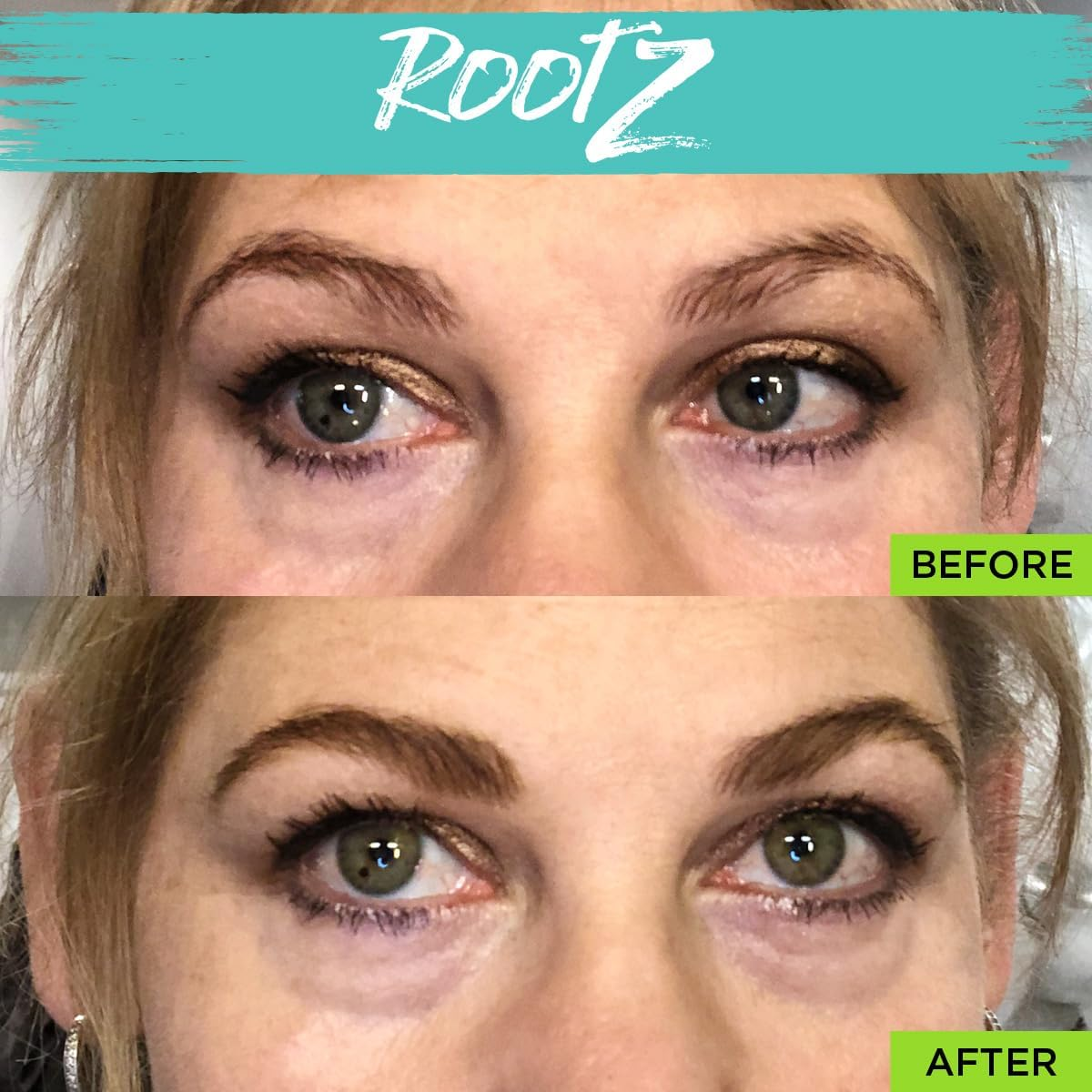 New! Rootz Grey Root Cover up Dark Brown Touch up for Grey Roots. Shape and Thicken Eyebrows Too. Unique Dual Action Brush - One Product - Two Uses image number 6