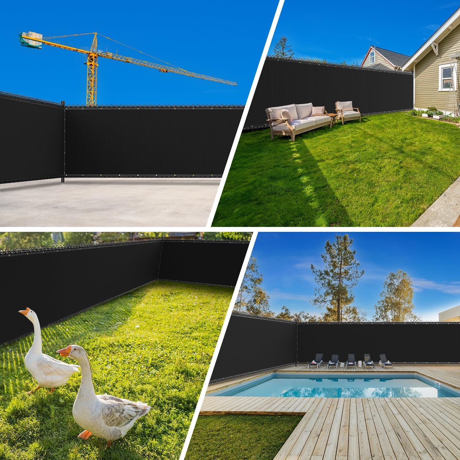 6X25FT Privacy Screen Fence, Heavy Duty Fencing Shade Cover, 170GSM 90% Blockage Mesh Shade Net for Wall Garden Yard Backyard (6 Ft X 25 Ft, Black) image number 3