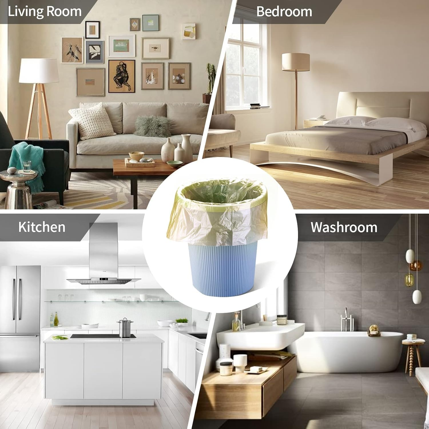 5 Rolls Small Trash Garbage Bags, 5 Gallon Strong Thin Material Disposable Kitchen Garbage Bags, Durable Plastic Trash Bags for Office Home Bedroom Garden Waste Bin, 100 Counts (Gold)