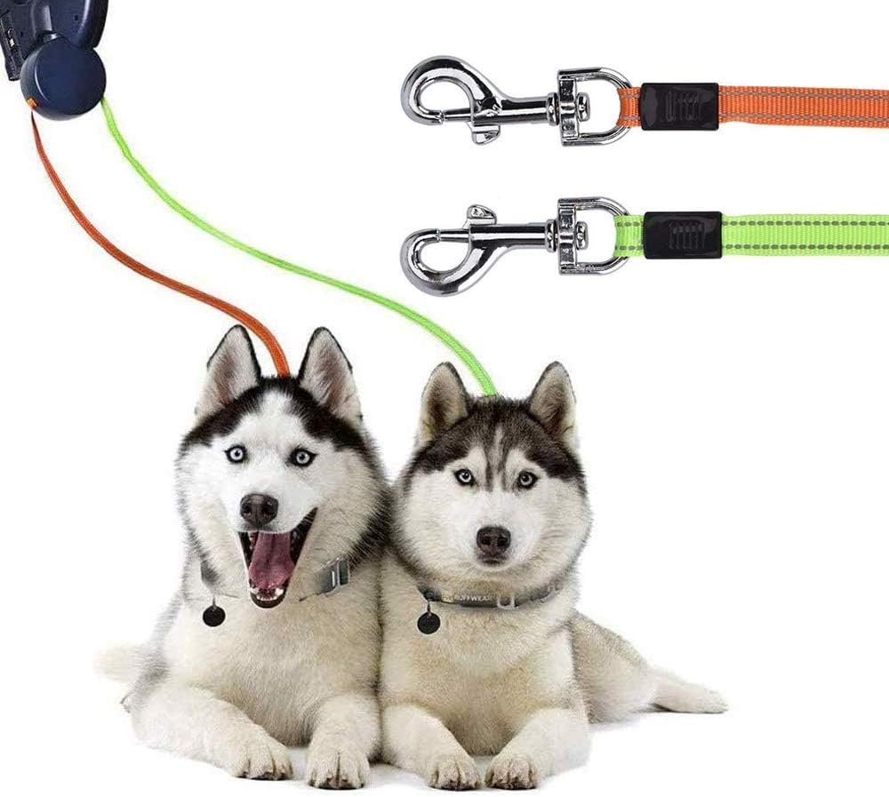 Gobesty Double Retractable Dog Lead, 3 M Double Leash for Two Dogs Flexible Double Dog Lead with Anti-Slip Handle, Bright Flashlight and Waste Bag Dispenser Suitable for Small and Medium-Sized Dogs image number 3