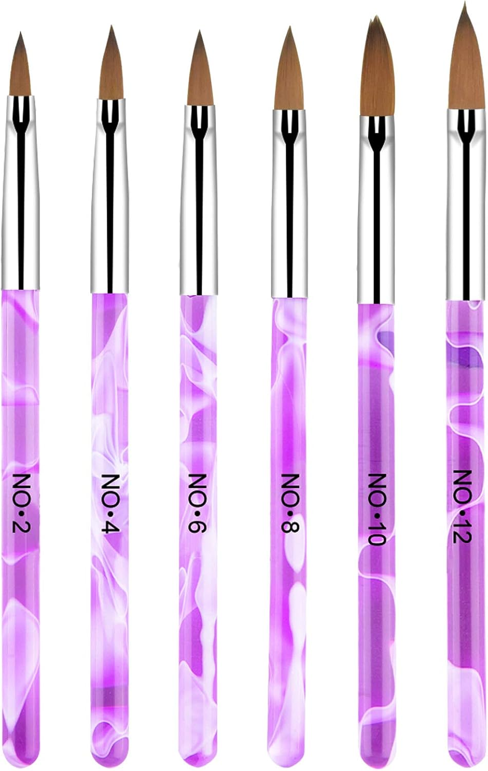 Avodova 6PCS Purple Nail Art Brush Set, Nail Art Tips Builder Brush, UV Gel Acrylic Nail Brush Nail Painting Brush Pen, Nail Art Design Painting Liner Pen Set, Acrylic Nail Brush Kit for Home Salon