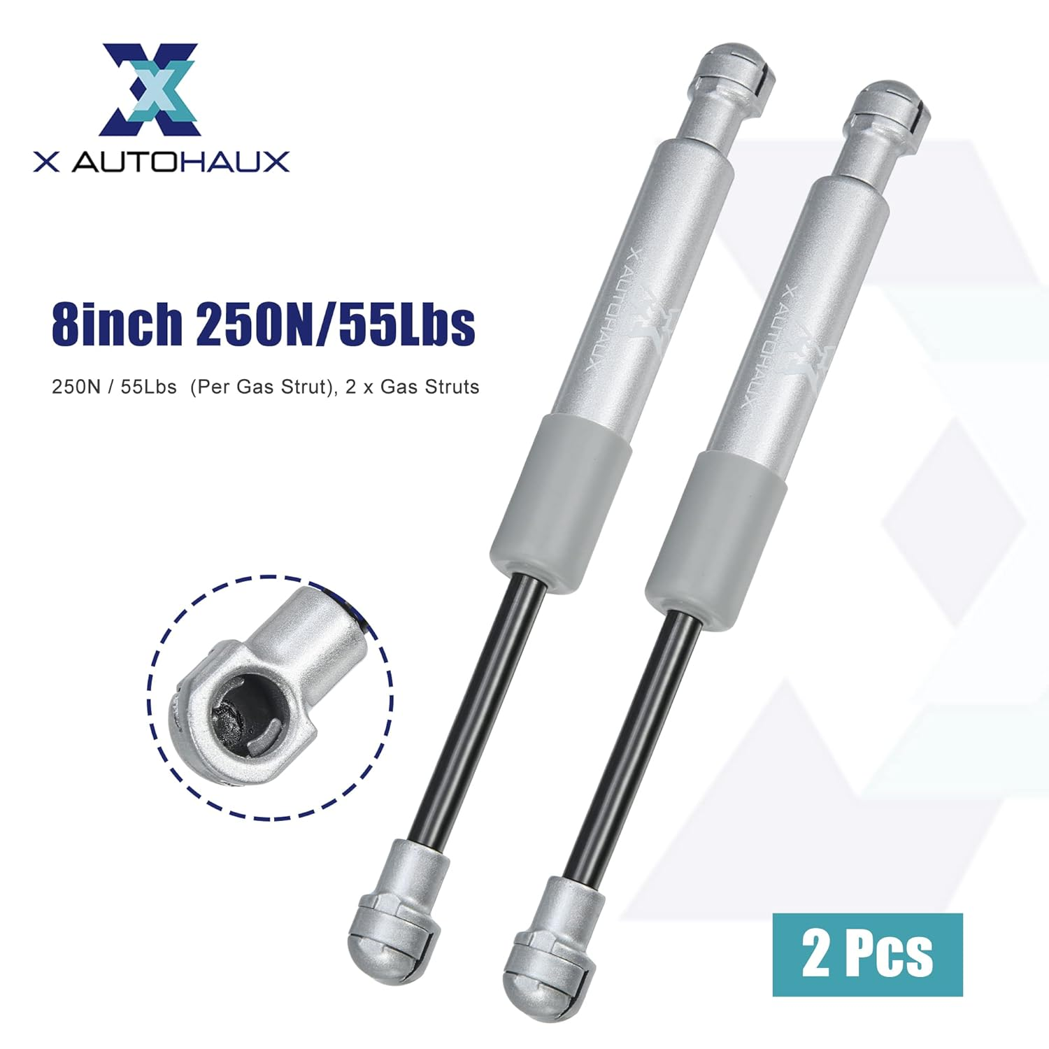 X AUTOHAUX 2Pcs 8Inch 250N/55Lbs Gas Struts Shocks Lift Supports Lid Supports Lid Stay Silver Tone RV Cabinet Lift Support image number 5